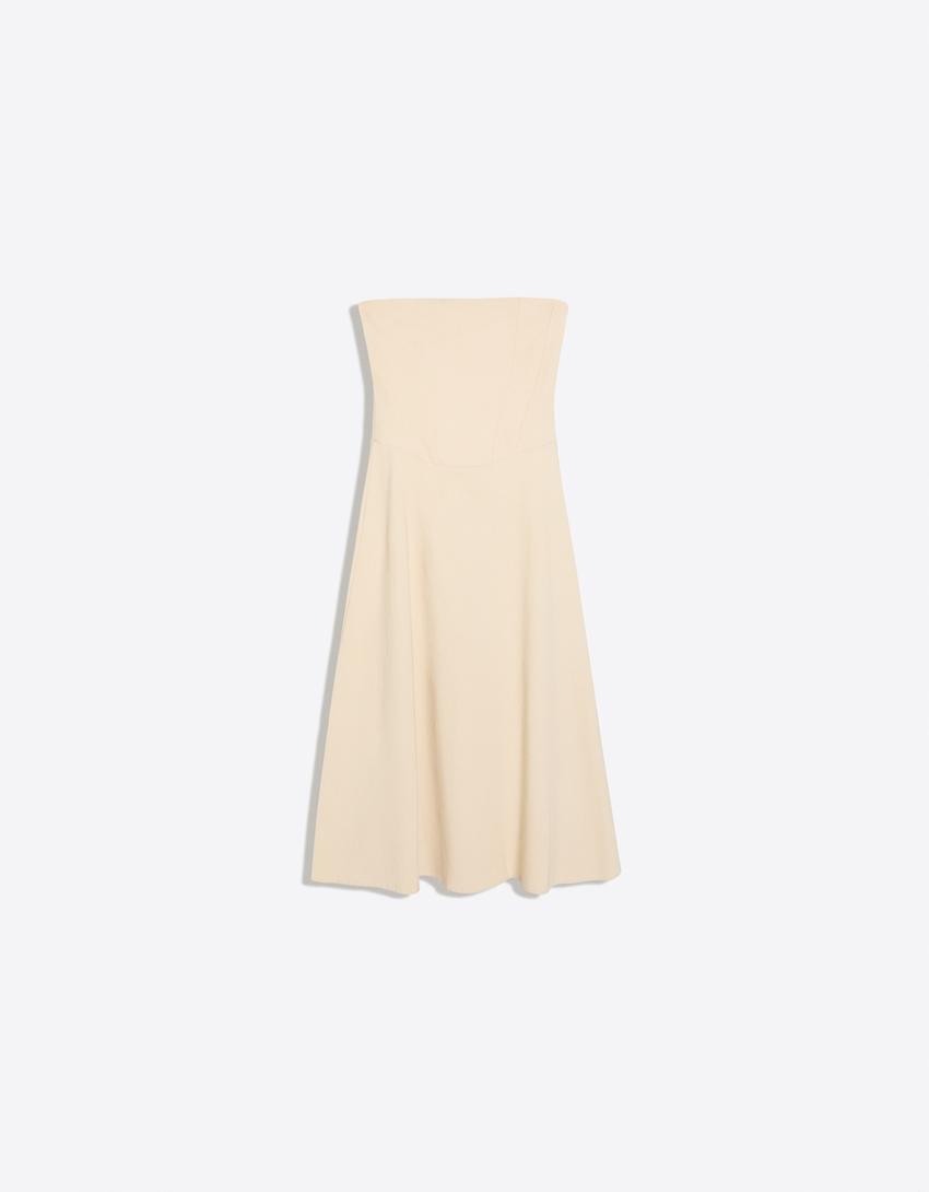 Bandeau midi dress-Sand