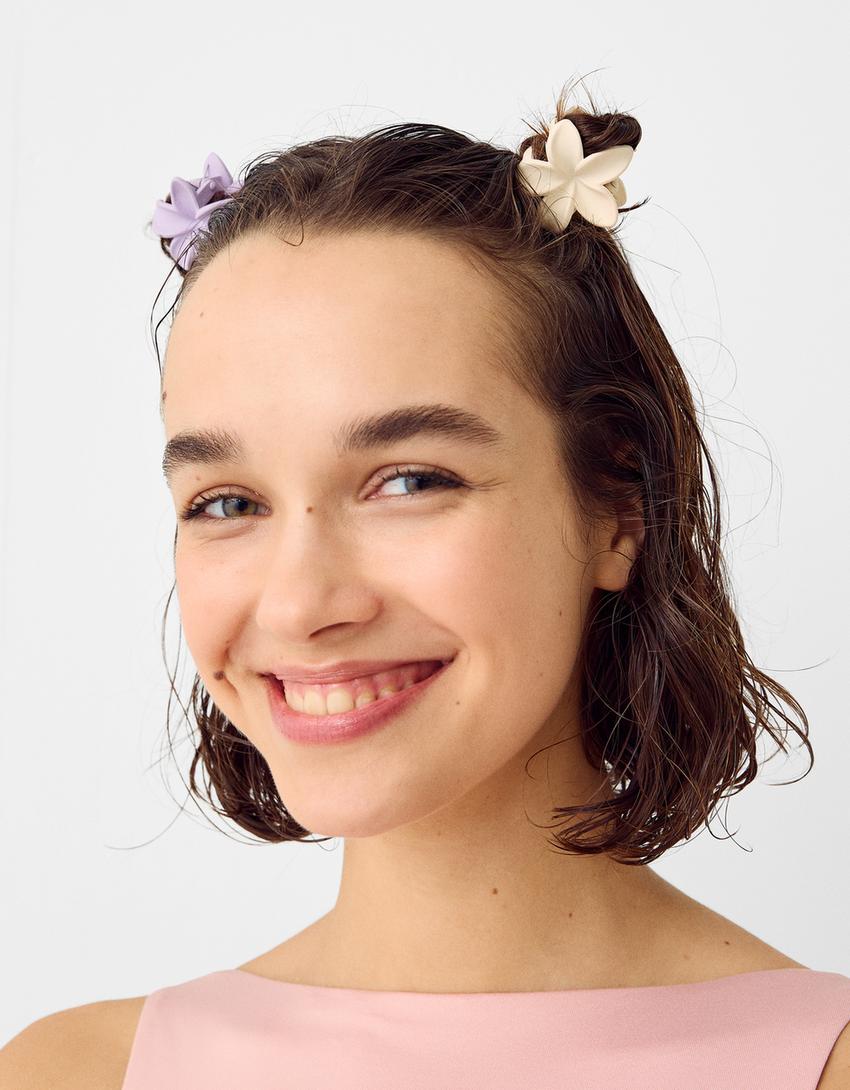 Lot 4 barrettes mini-fleur-Violet-1