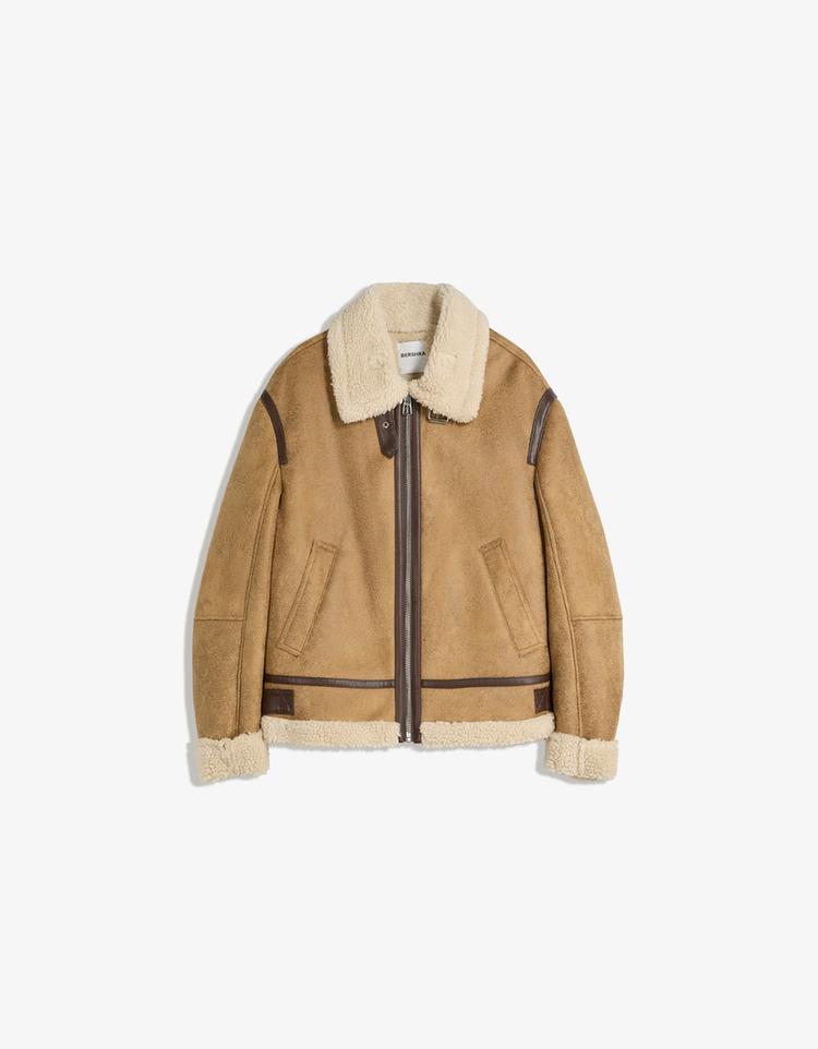 Faux shearling biker jacket