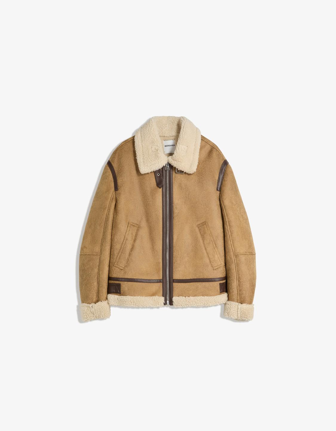 Faux shearling biker jacket