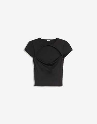 Short sleeve cut-out polyamide T-shirt — Black 6
