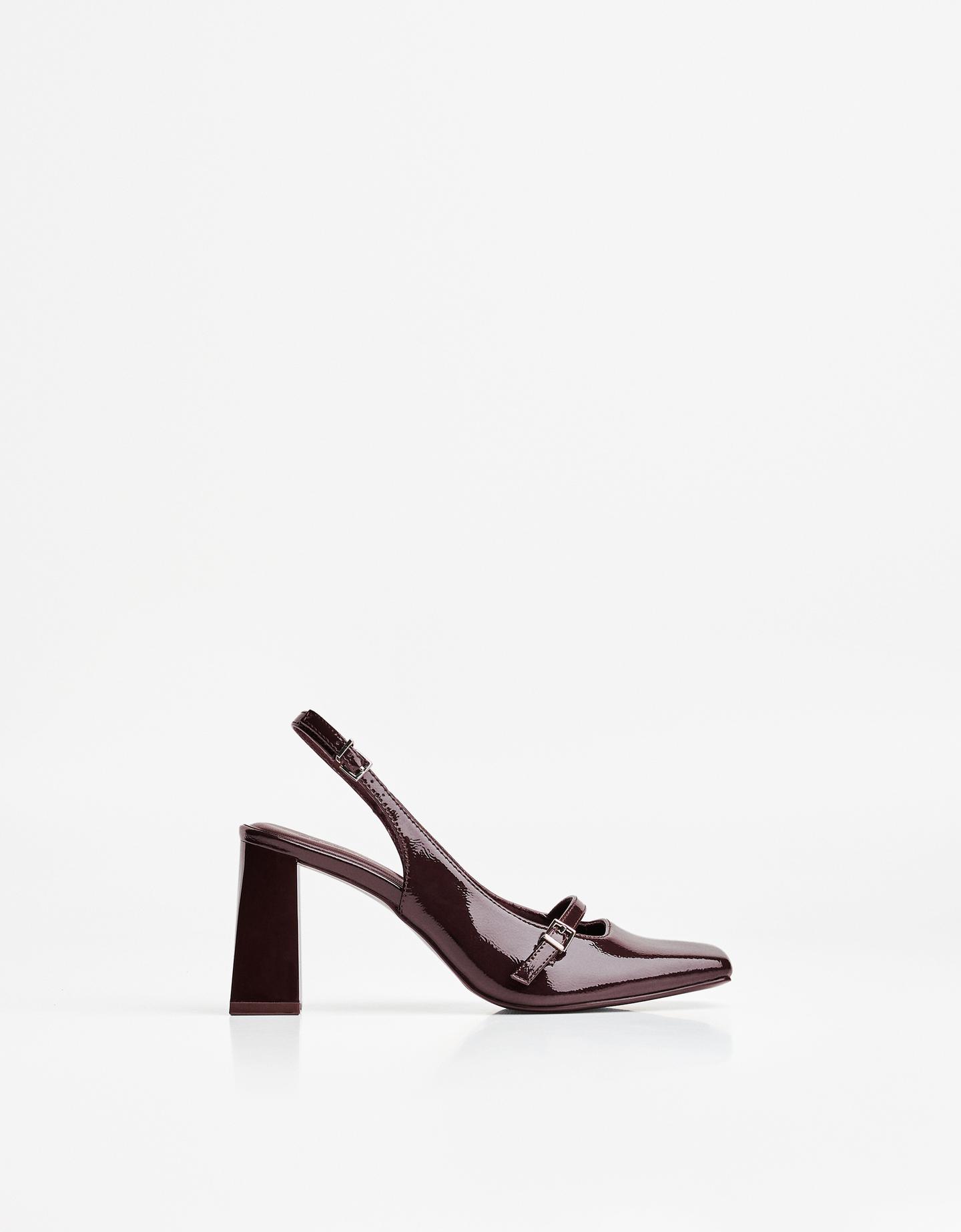 Bershka Mary Jane Slingpumps Mit Blockabsatz Damen 39 Granatrot