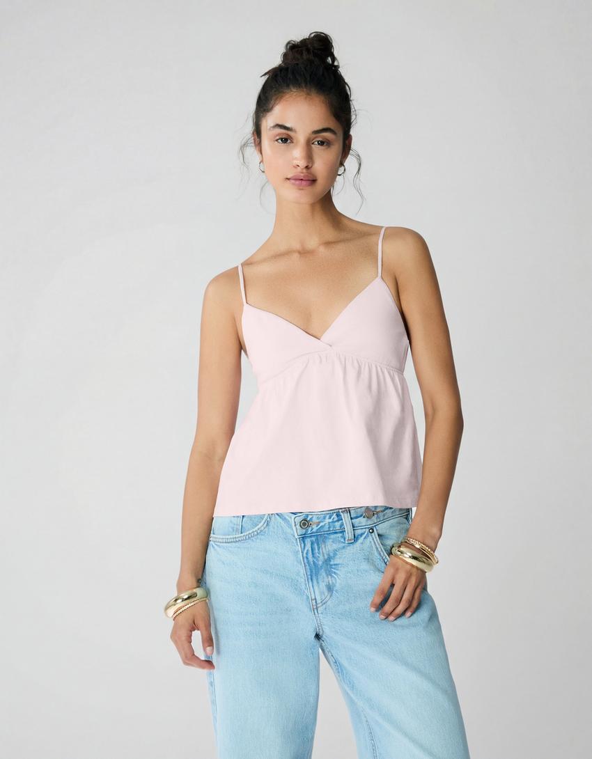 Top tirantes peplum-Rosa
