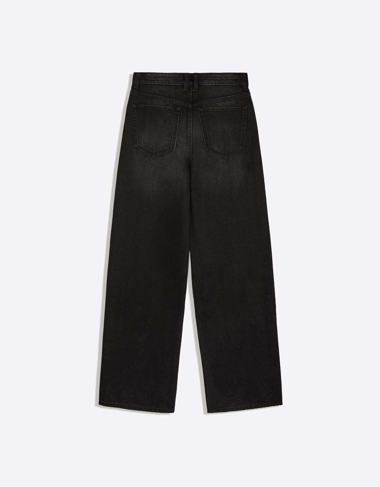 High-waist straight wide-leg jeans — Black