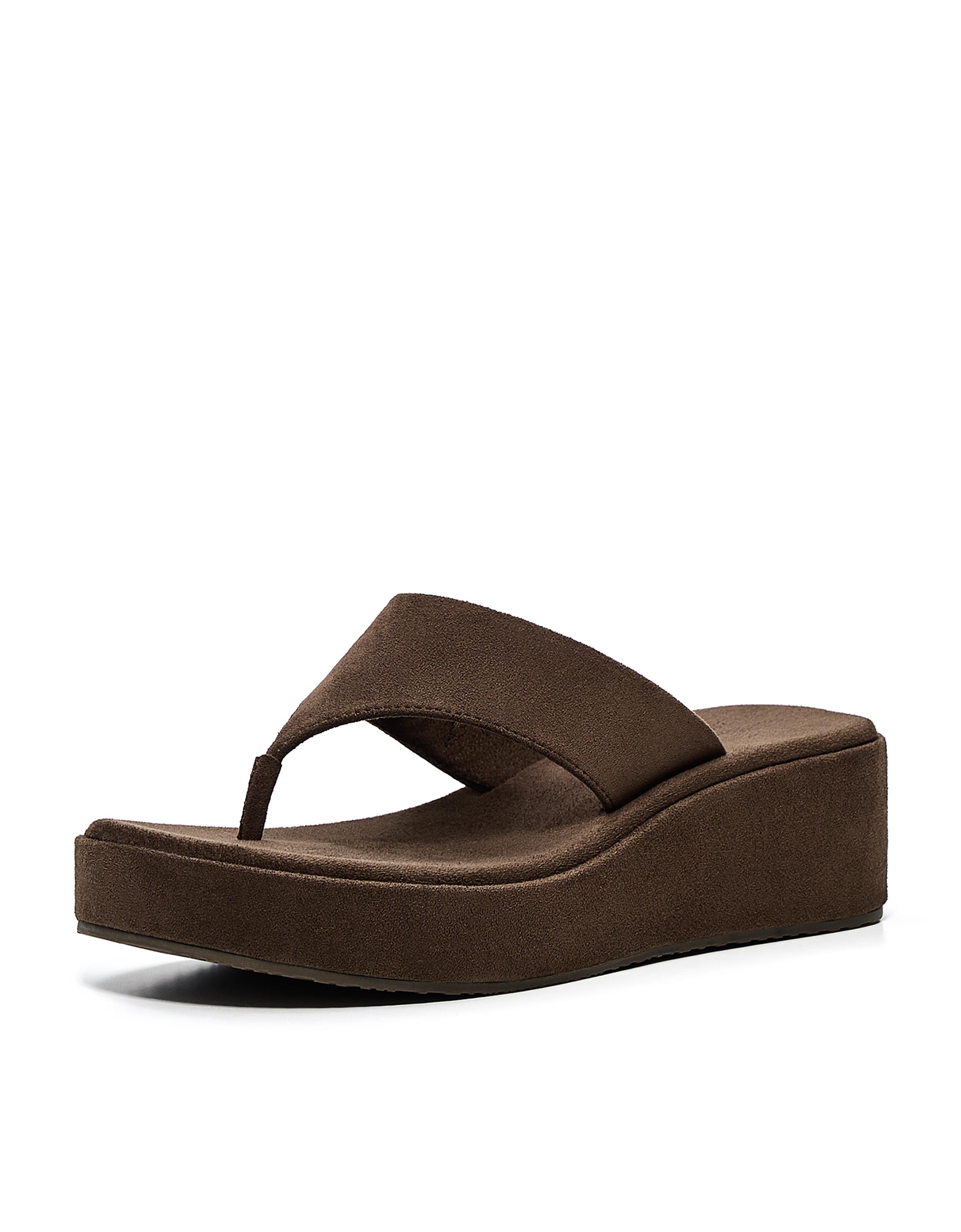 Thong flatform sandals — Brown