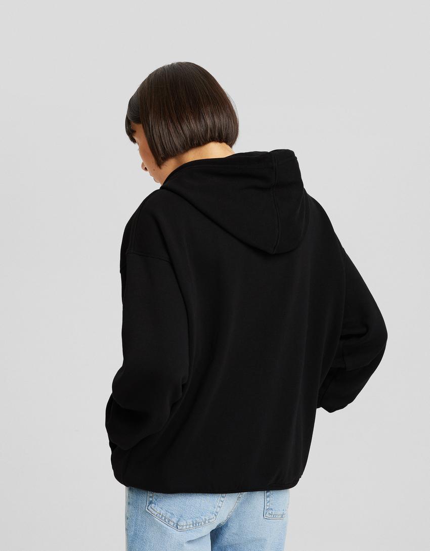 Sweat zippé capuche oversize-Noir-1