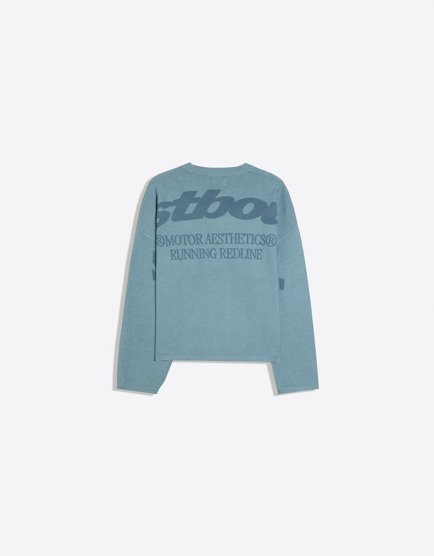 Maglia con texture stampata-Azzurro