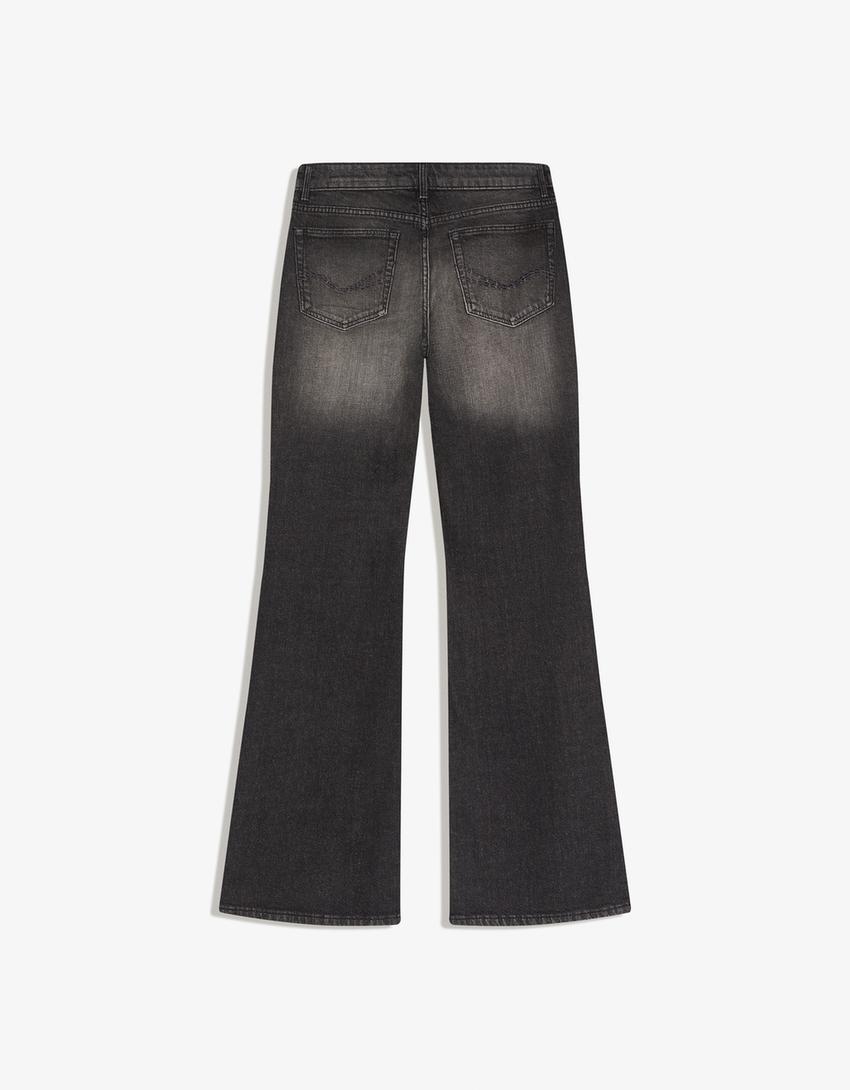 Low-rise boot-cut jeans-Dark grey