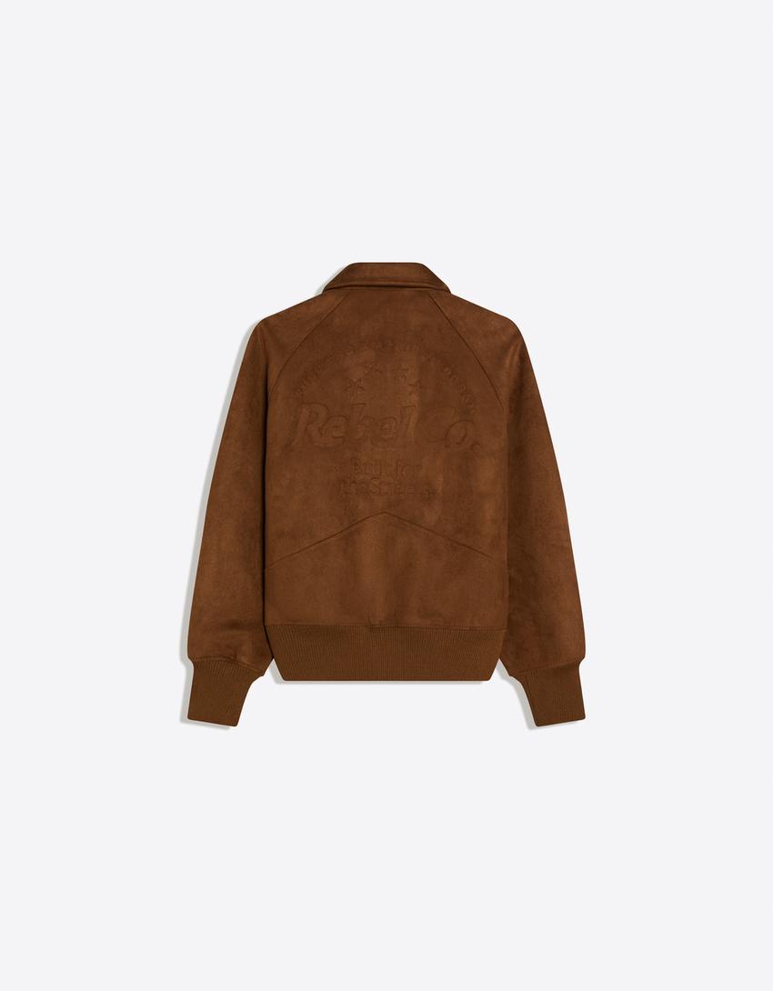 Faux suede jacket-Brown