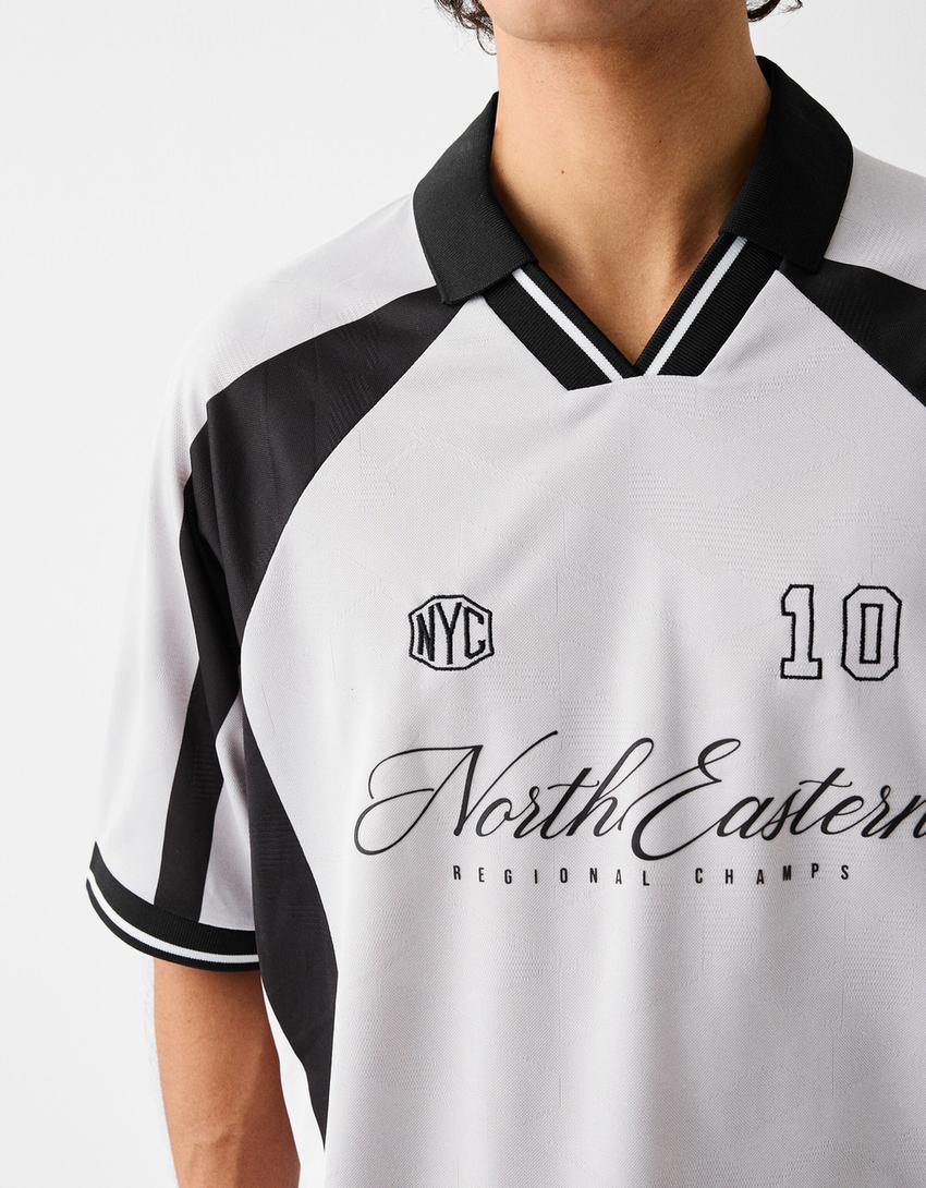 T-shirt manches courtes sport jacquard-Gris-7