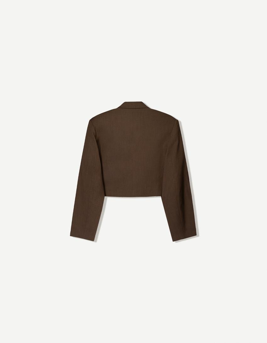 Double-breasted boxy fit blazer-Bruin