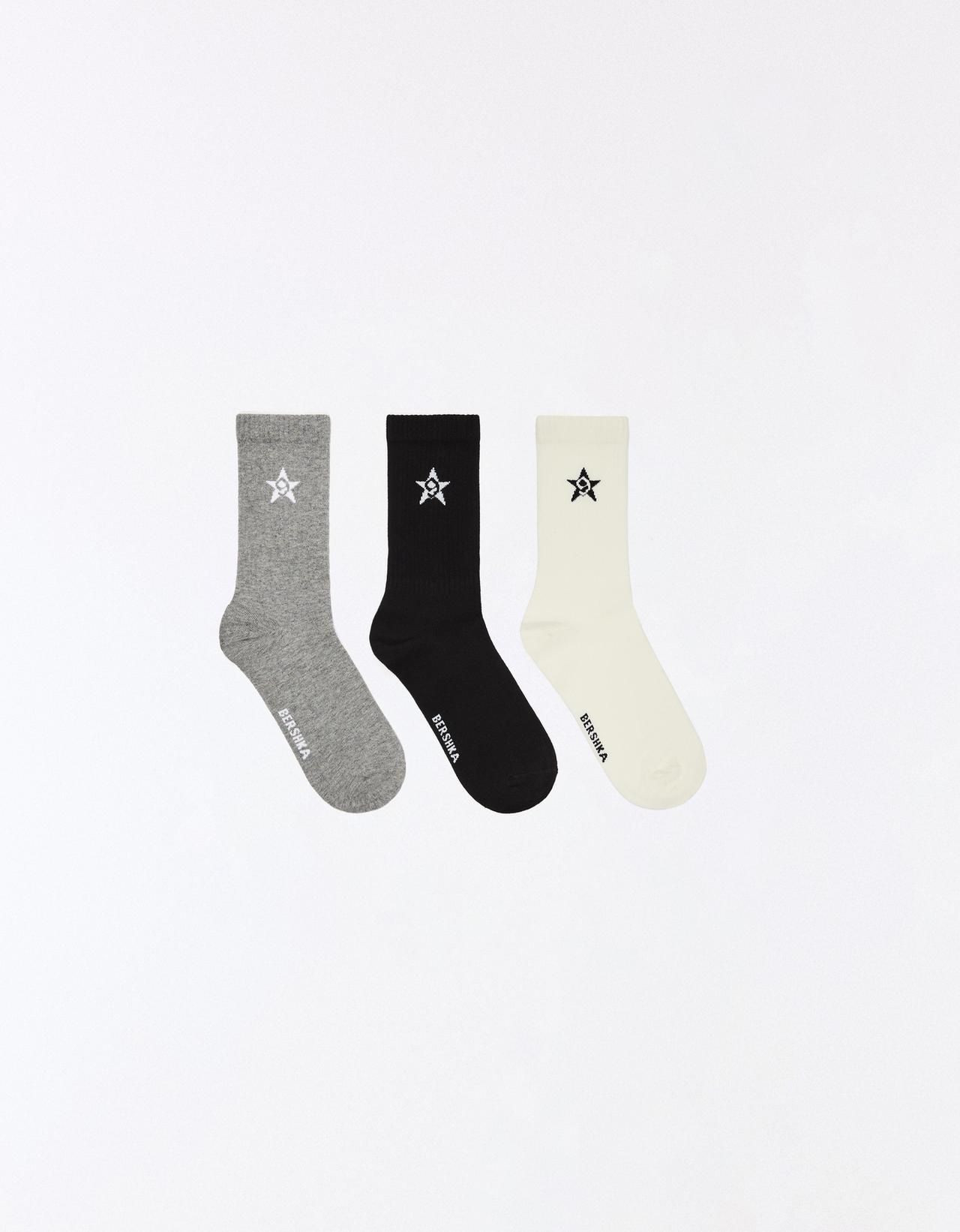 Pack of 3 star socks — Grey