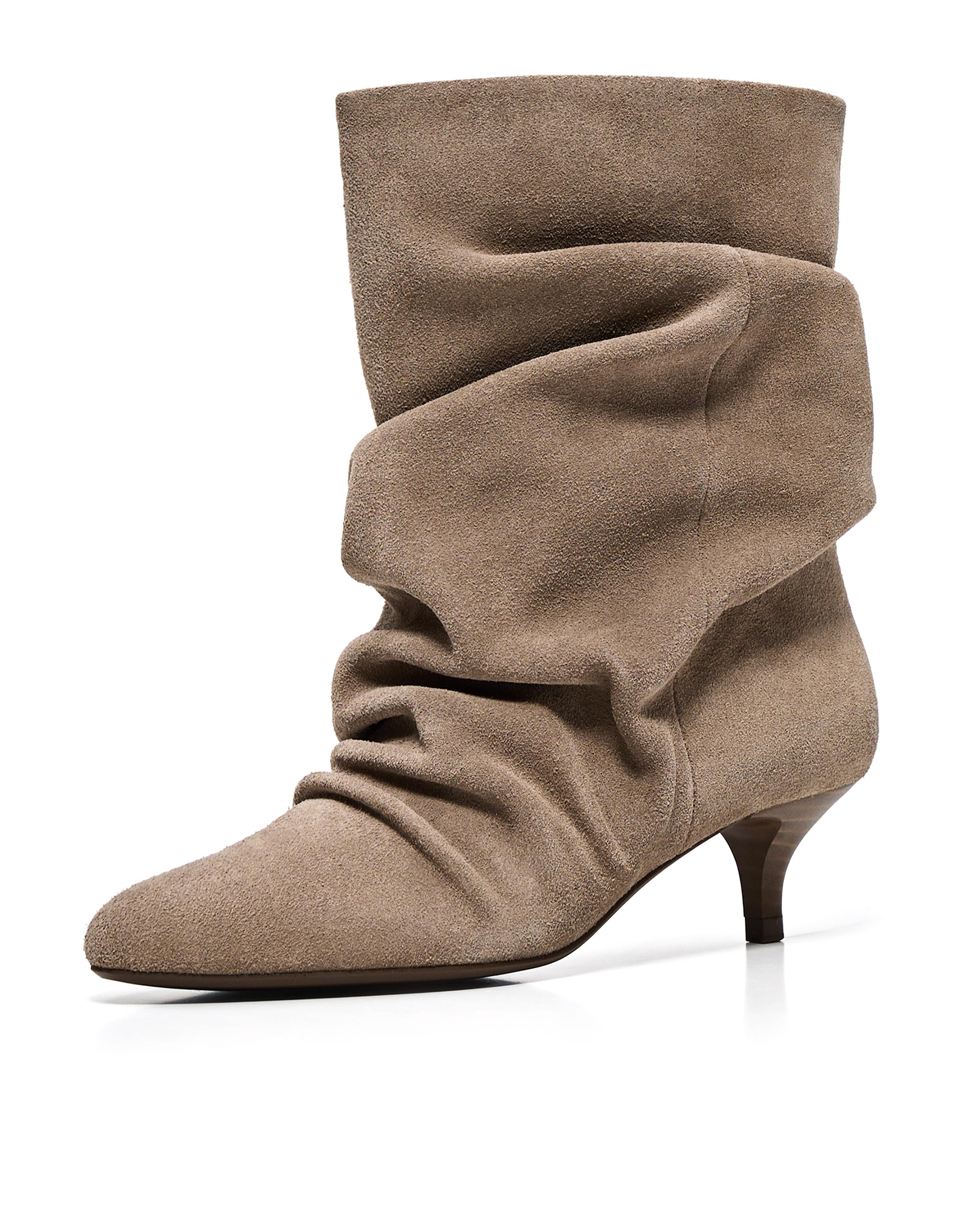 Leather high-heel boots — TAUPE