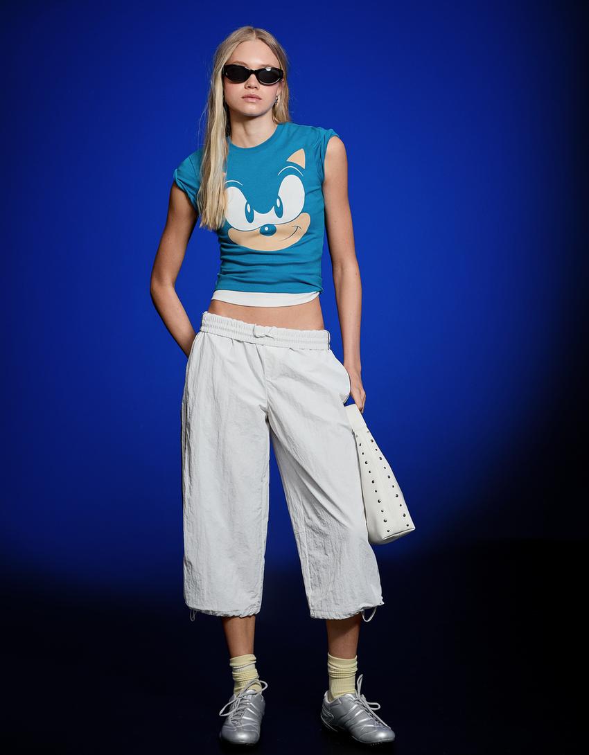 T-Shirt mit Sonic-Sonic-Print-Blau