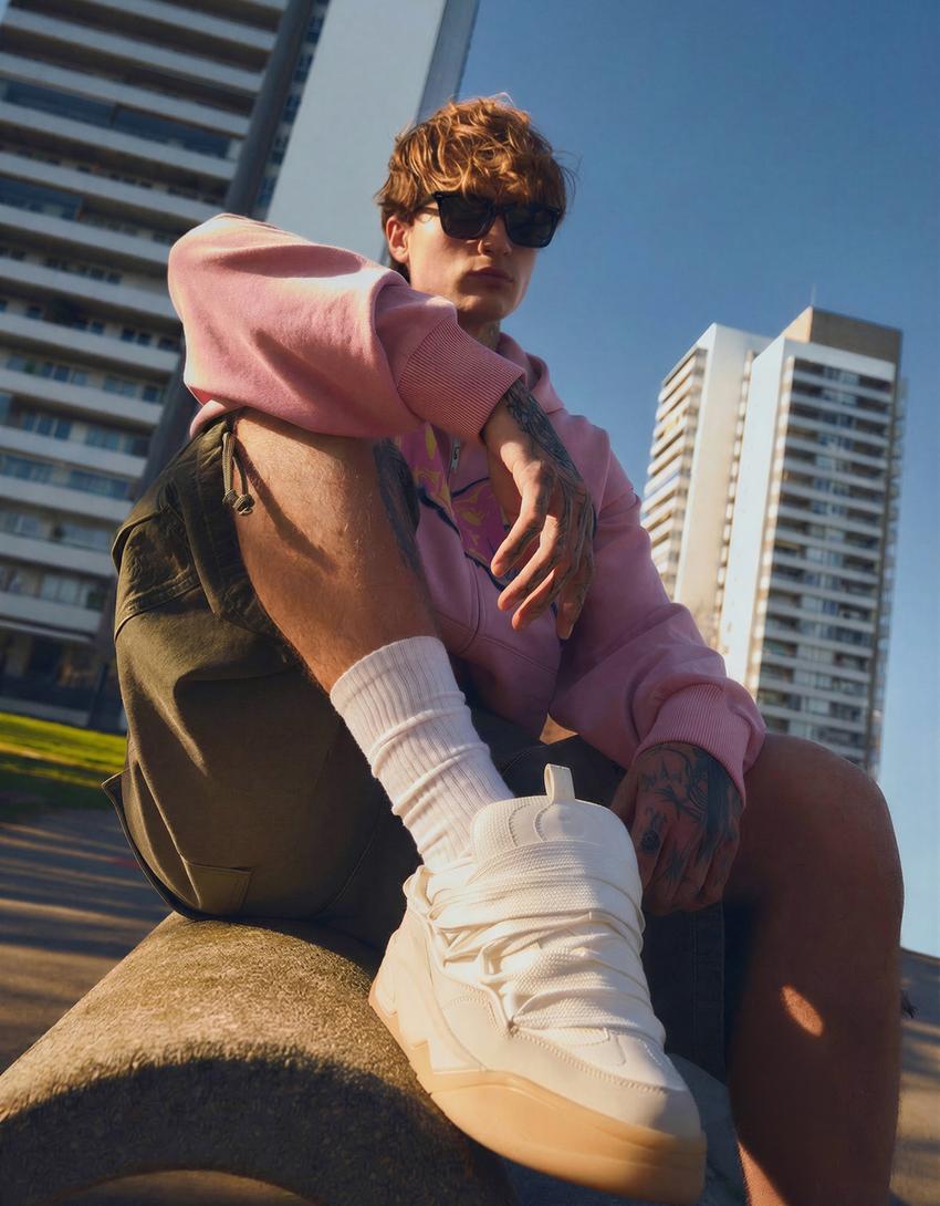 Skate-Sneaker mit dicker Sohle-Kombiniert