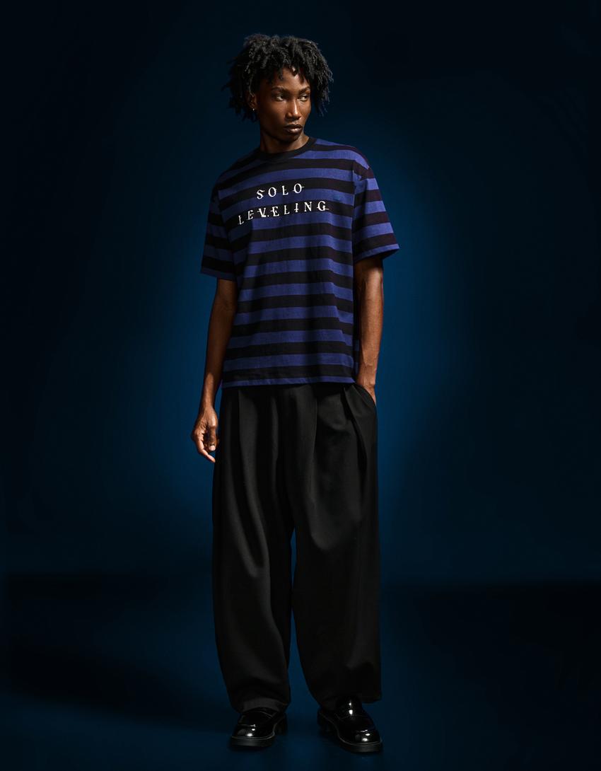 Solo Leveling short sleeve print T-shirt-Dark blue