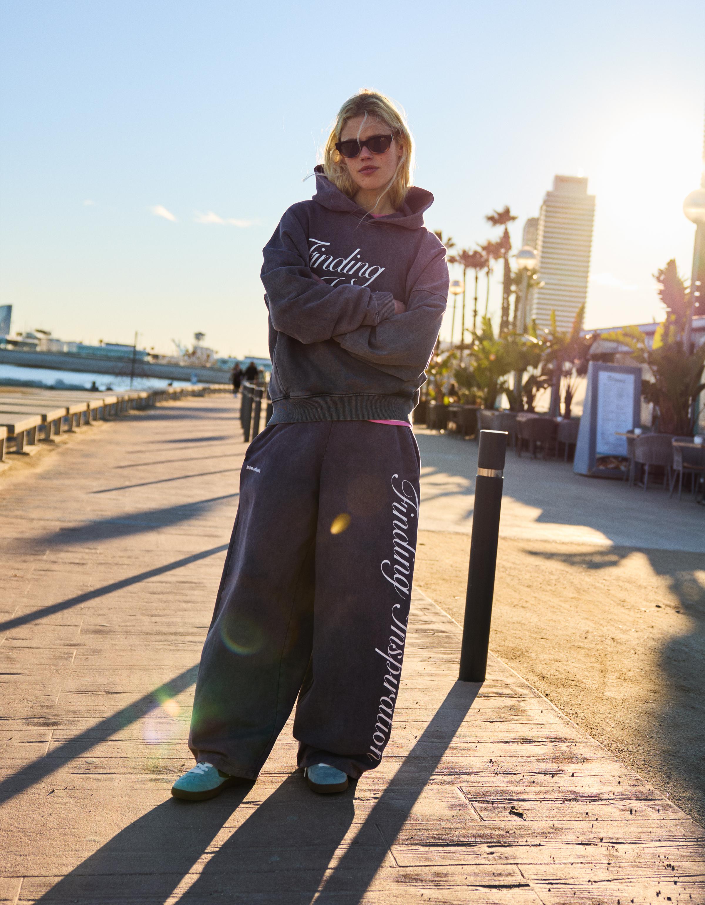 Baskılı barrel fit şardonlu eşofman altı - Görsel 27