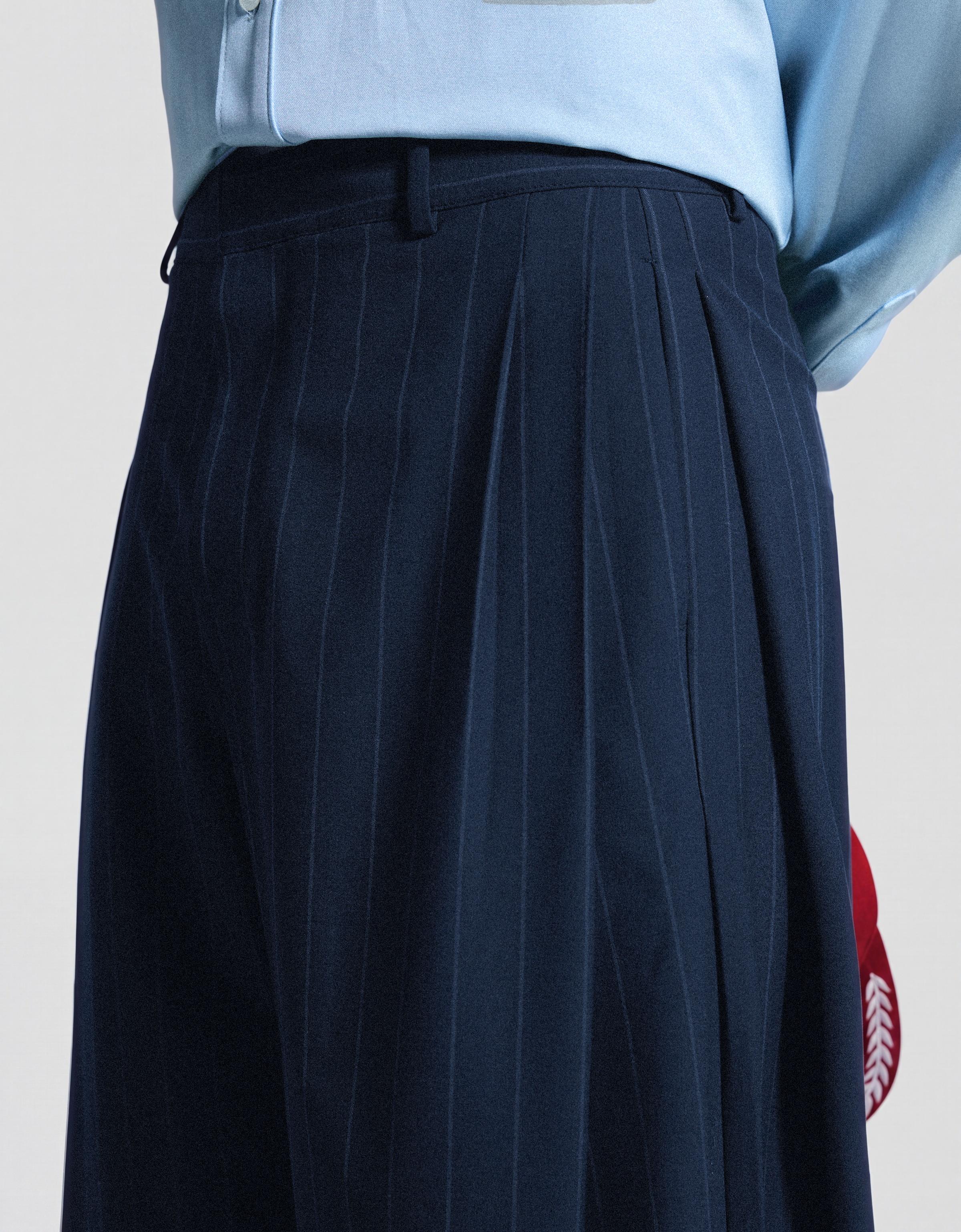 Super baggy pinstripe darted trousers — Navy