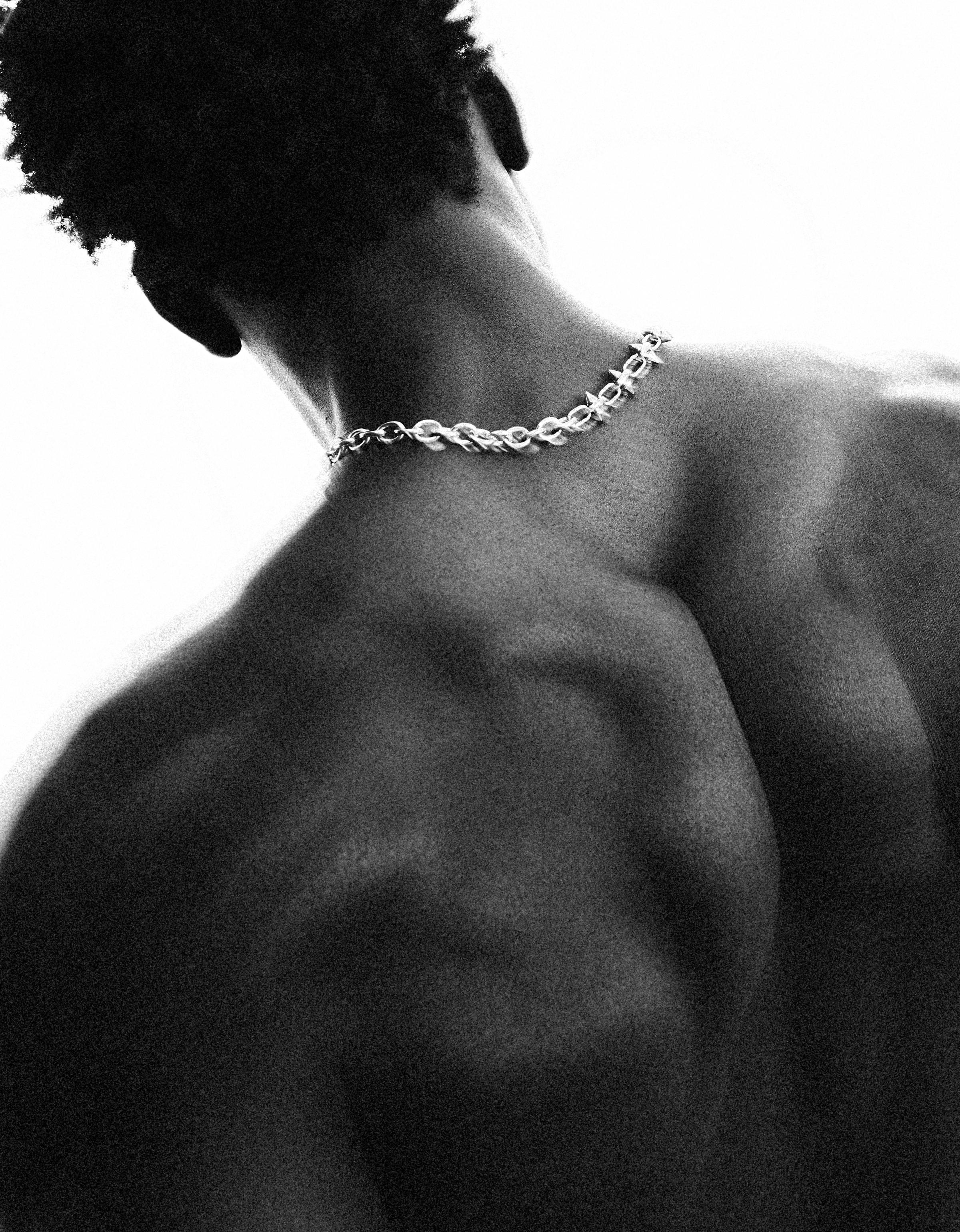 Mixed-material steel chain — Silver