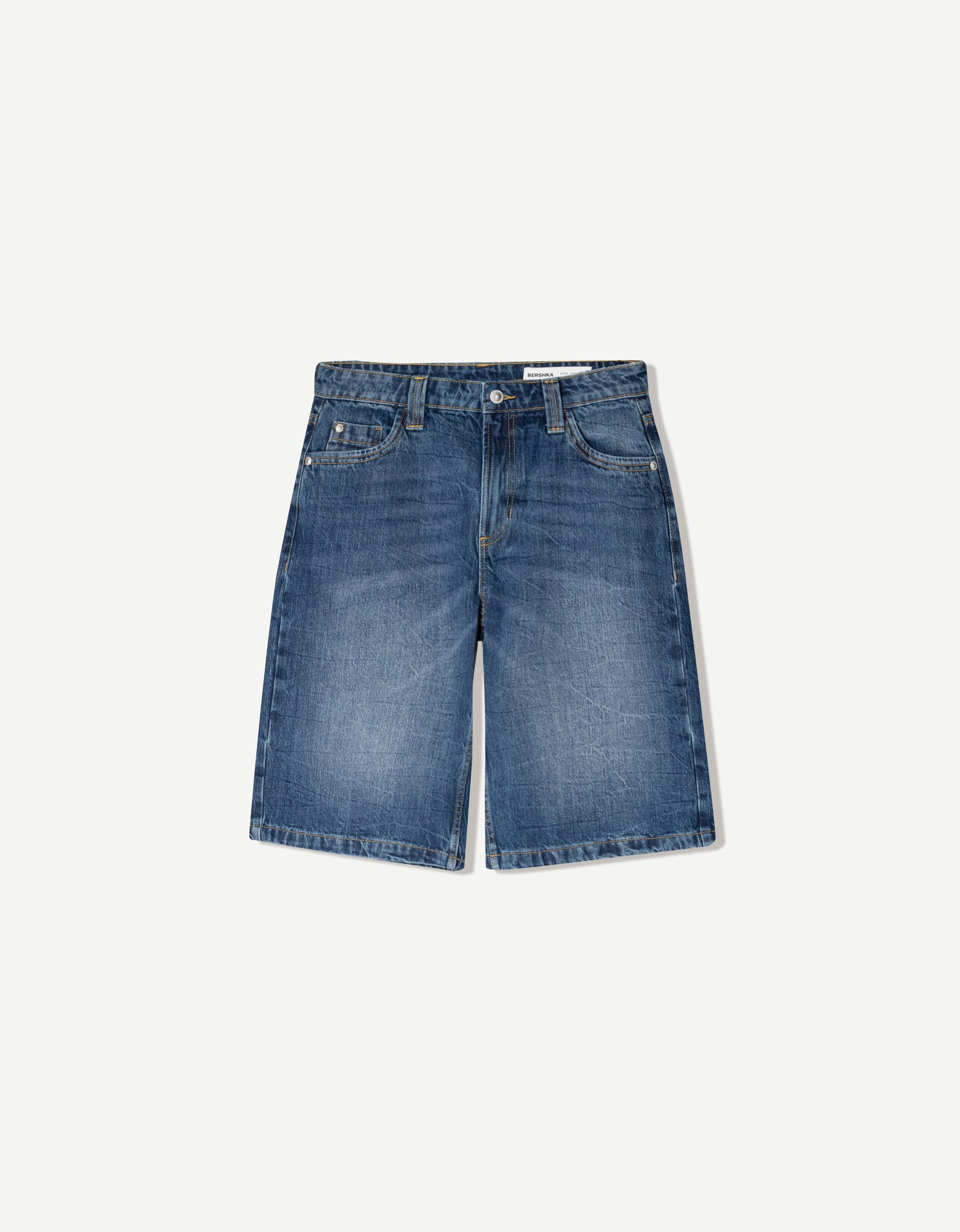 Bershka Baggy-Denim-Shorts Damen 34 Blau