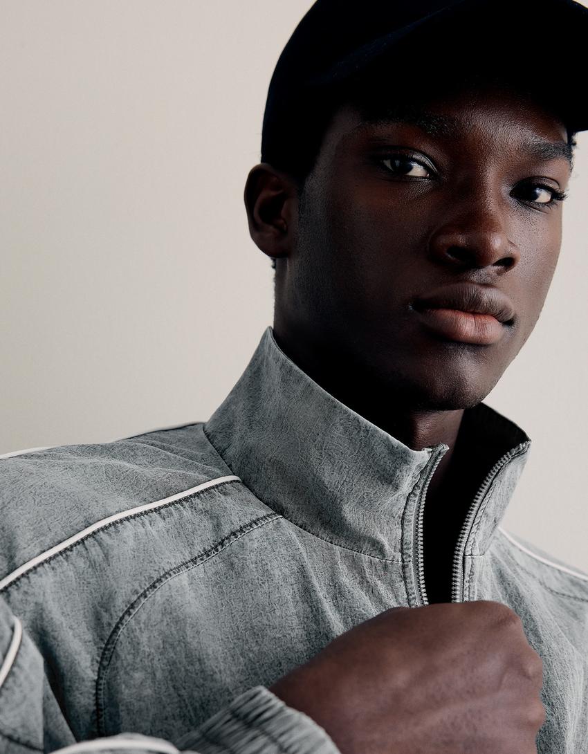 Washed technical jacket-Grey