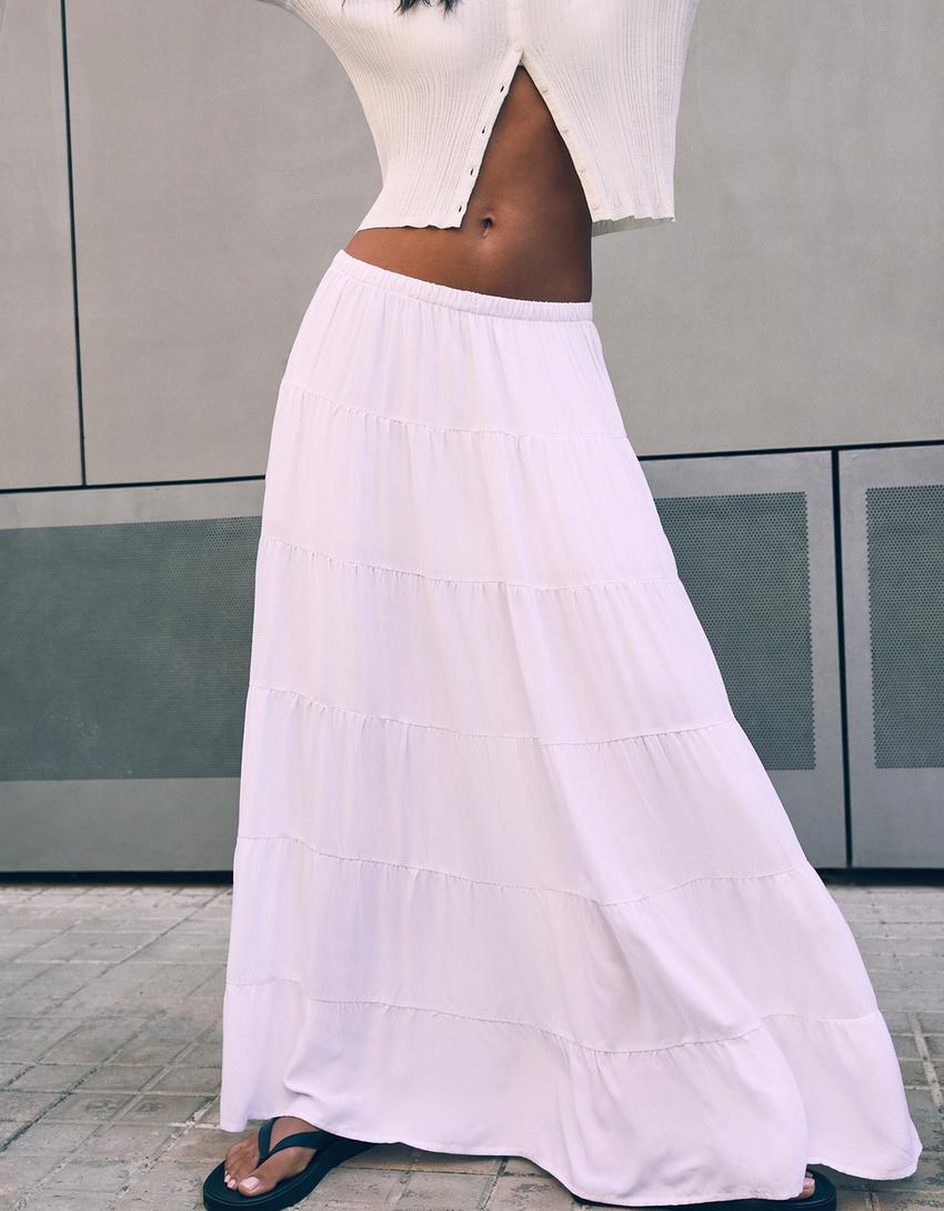 Rustic midi skirt-White