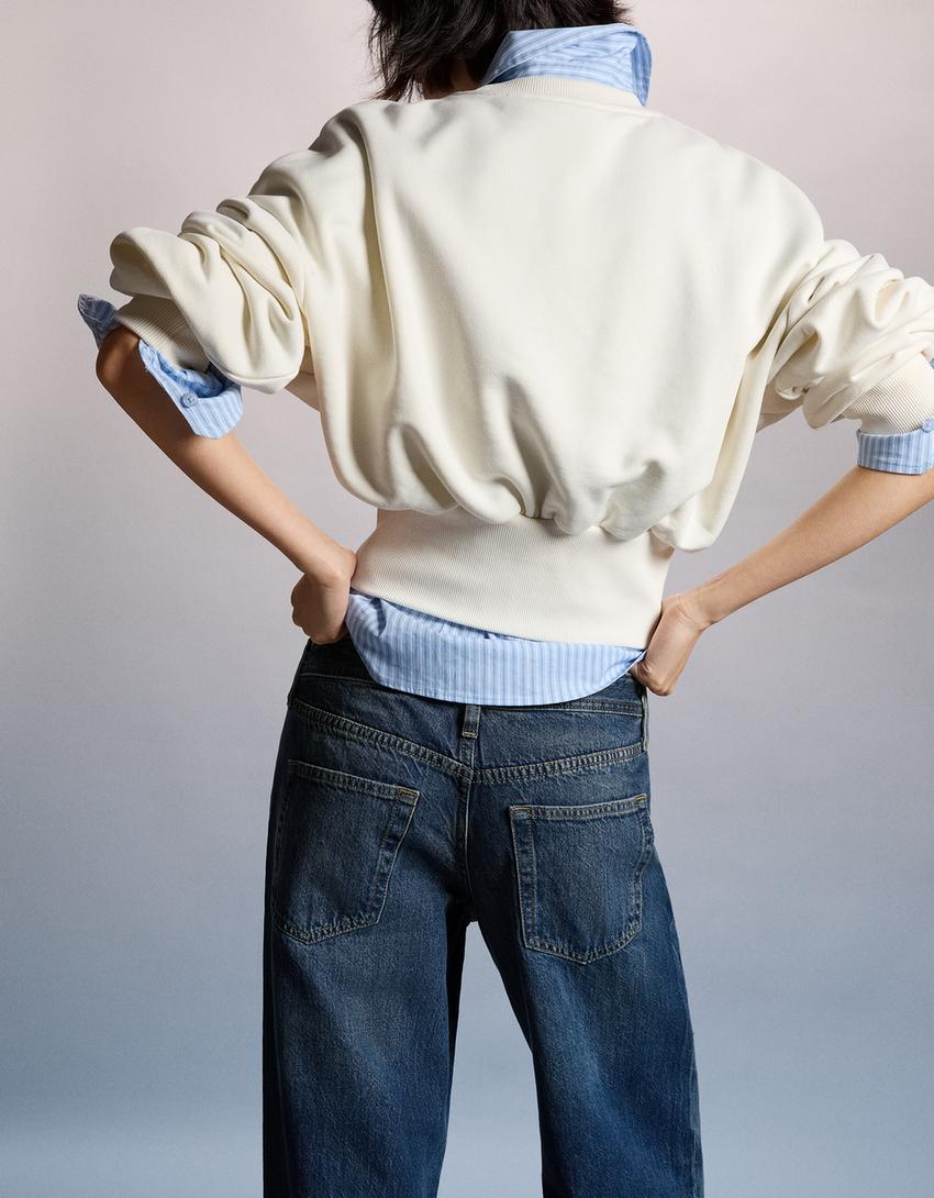 Low-rise straight-leg jeans-Blue