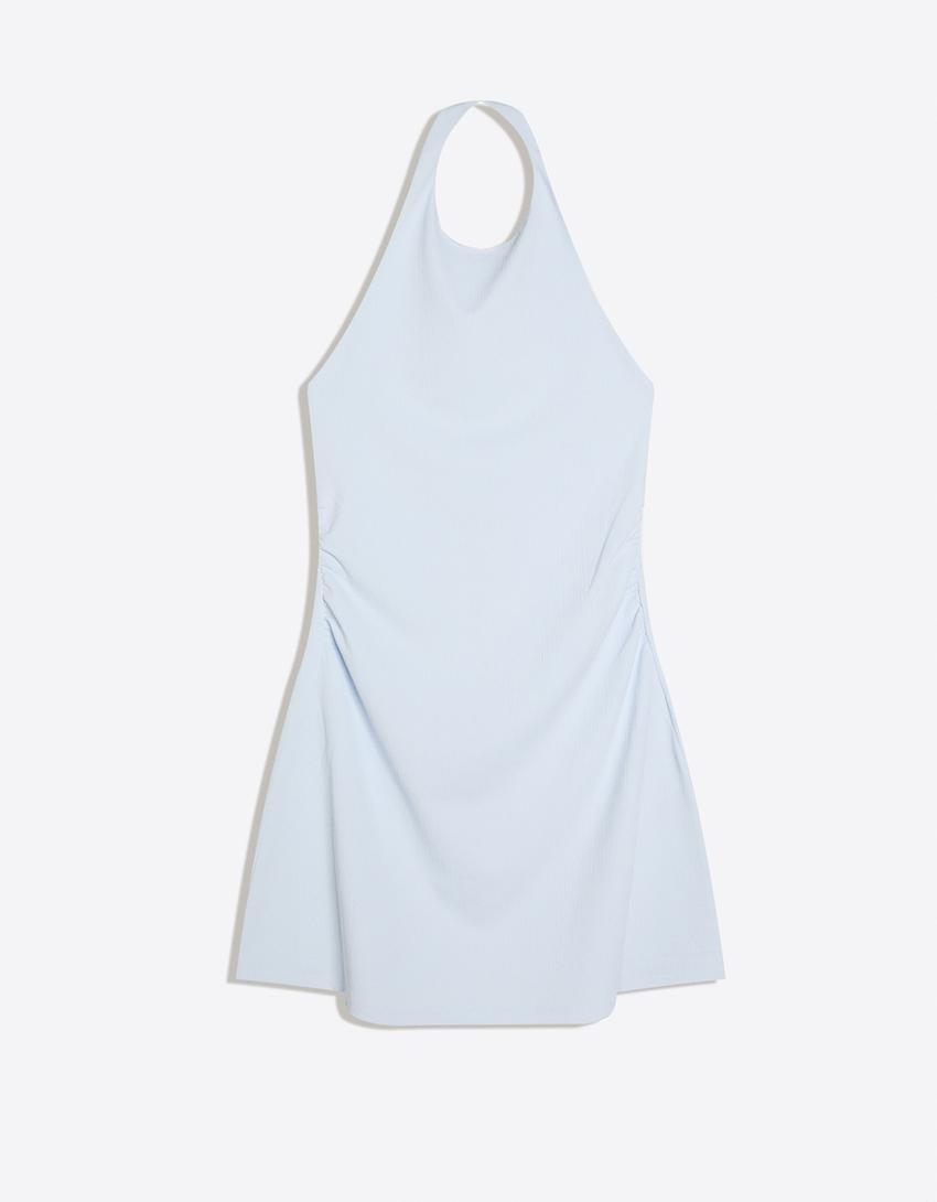 Mini-Neckholderkleid-Hellblau