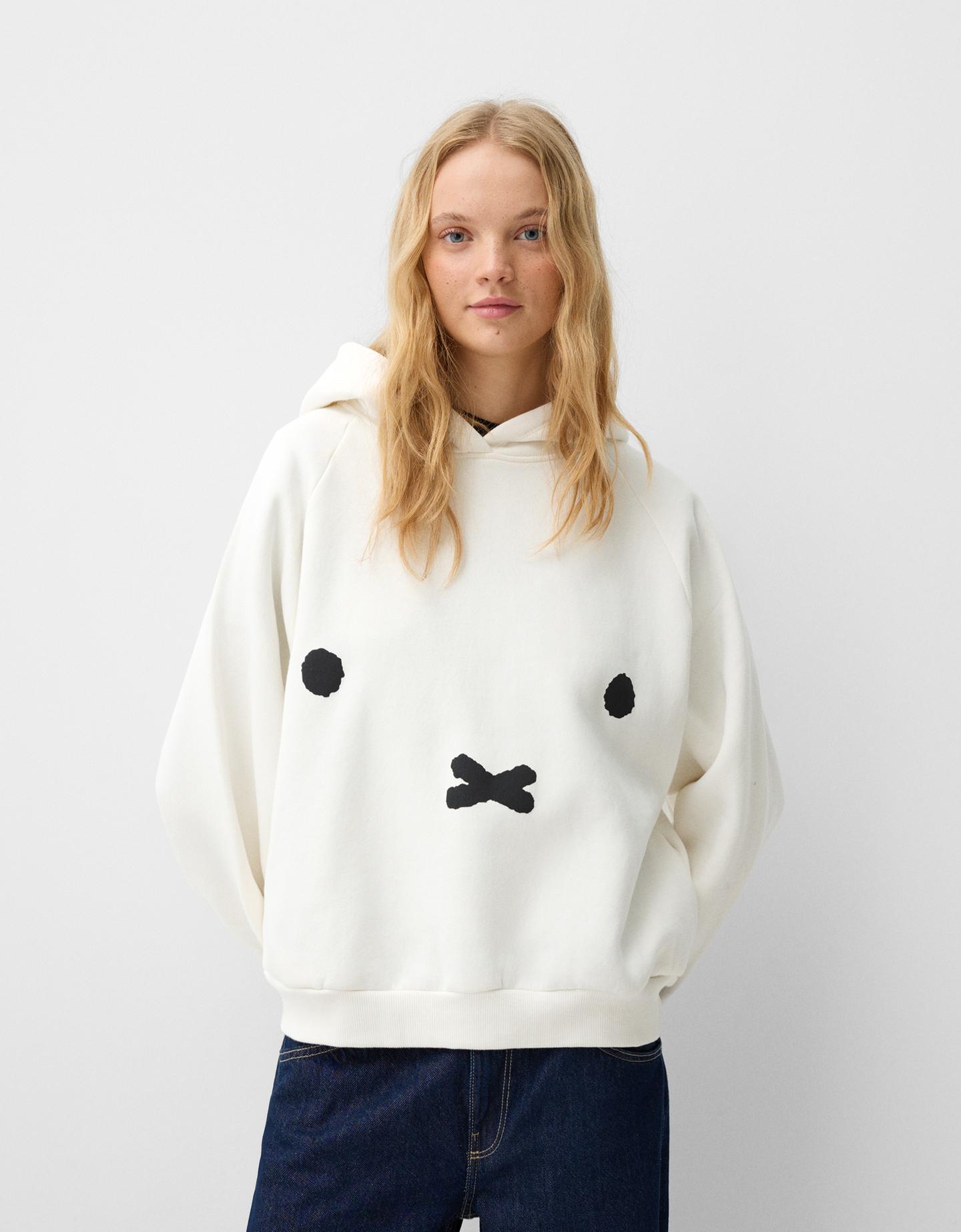 Bershka Hoodie Miffy Mit Kapuze Und Ohren Damen Xs Grbrochenes Weiss günstig online kaufen