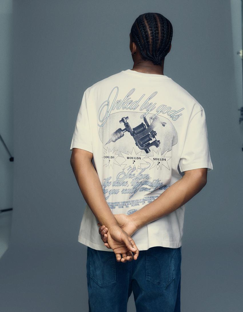 Short sleeve print T-shirt-Off white