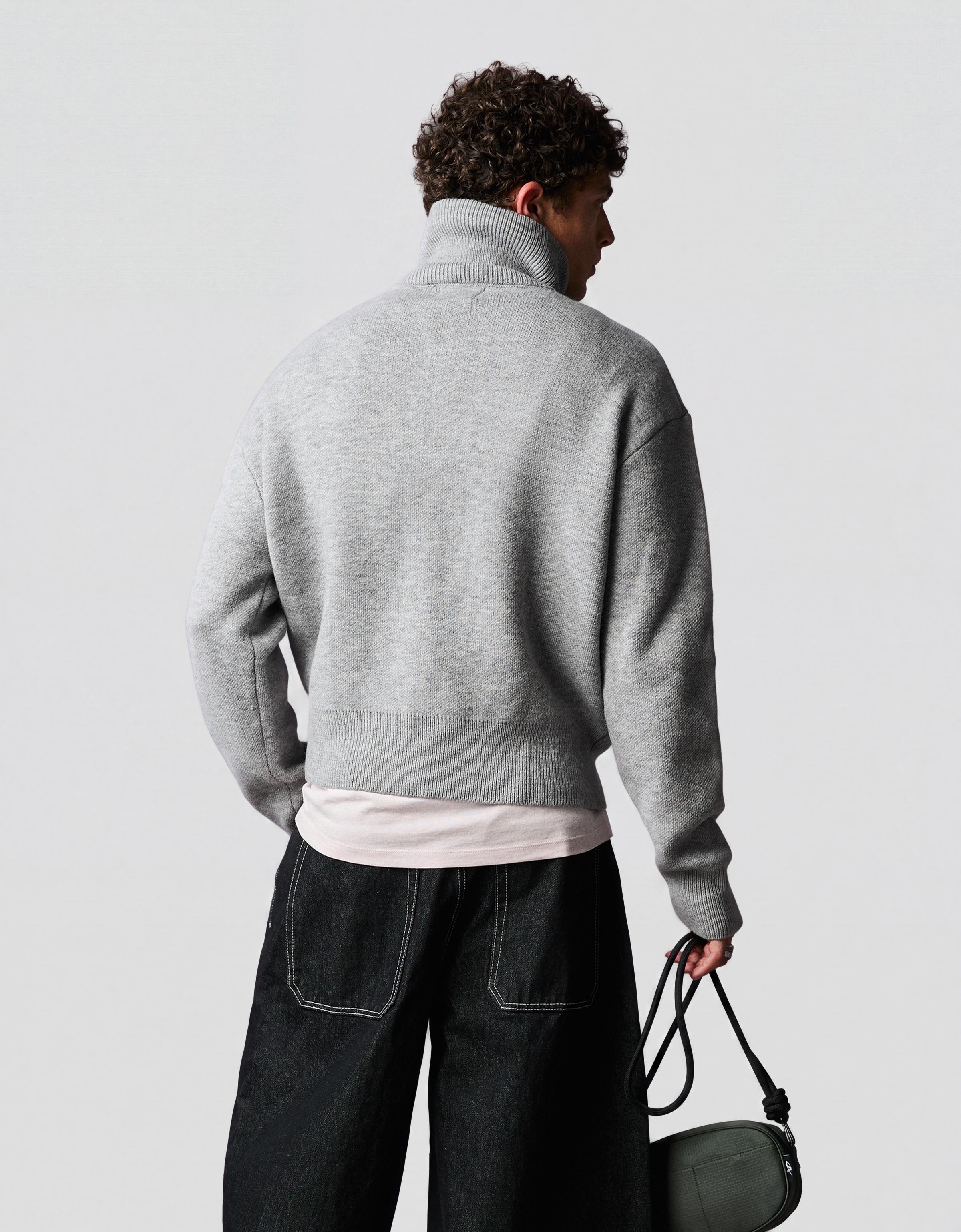 Boxy knit zip jacket — Grey