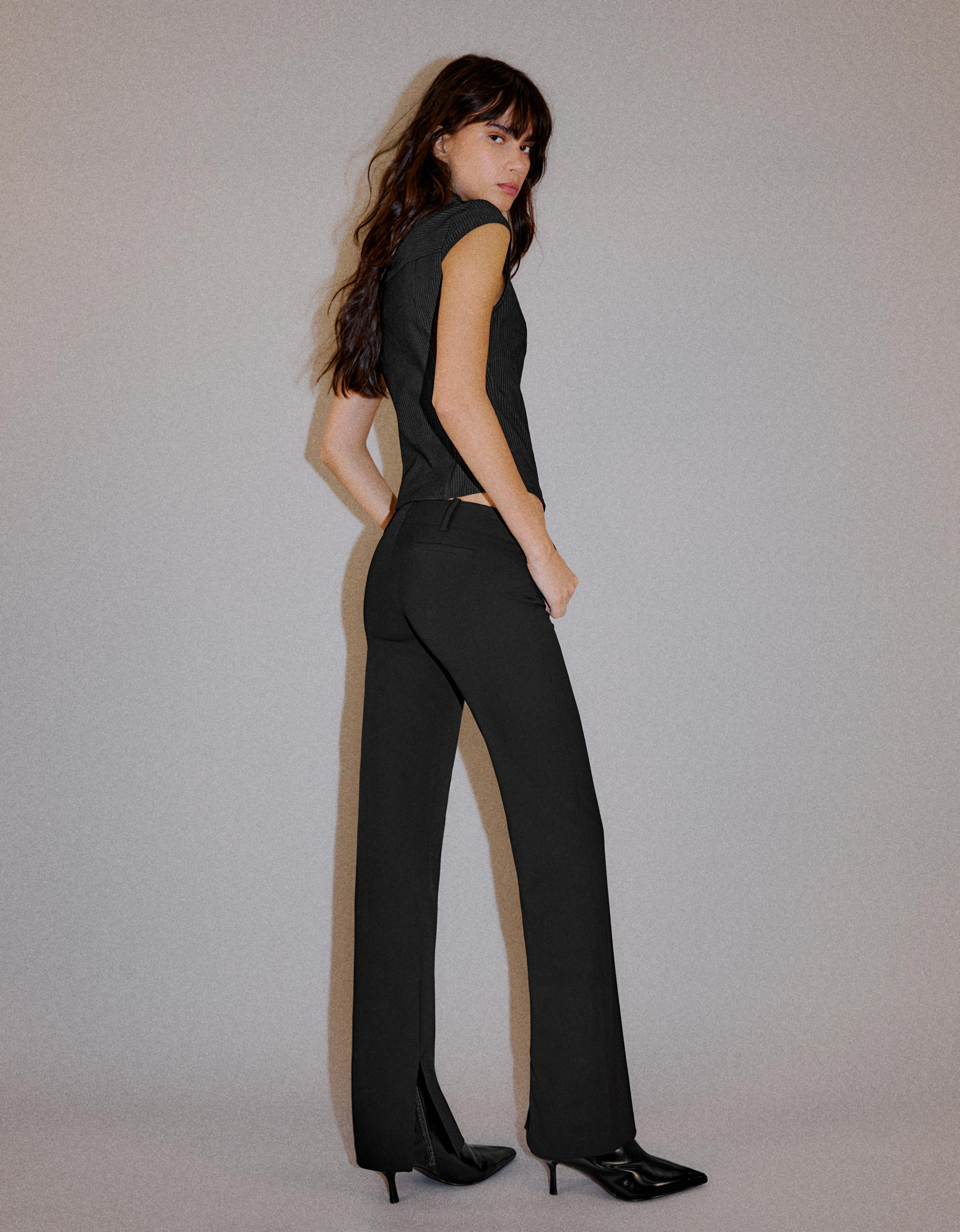 Slim fit low-rise trousers — Black