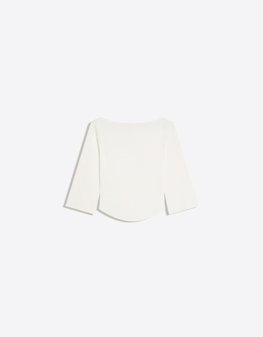Boatneck T-shirt-Cream