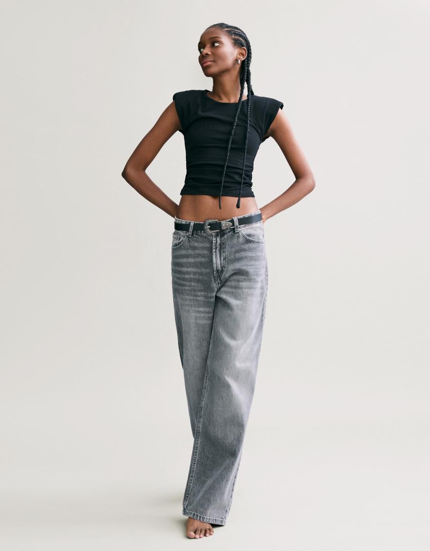 Jeans im Baggy-Hosen-Fit-Dunkelgrau