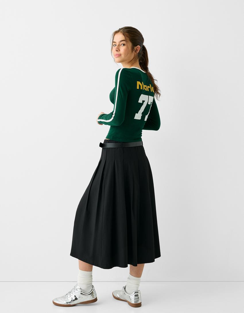 تيشرت بطبعة بوب مارلي وأكمام طويلة-أخضر-1