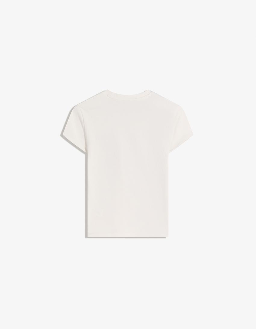 T-shirt met print en korte mouw-Gebroken Wit