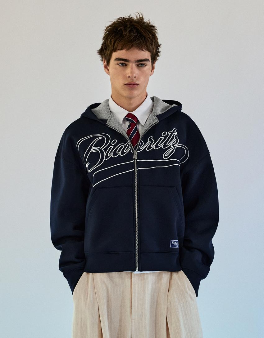 Sudadera capucha contraste print