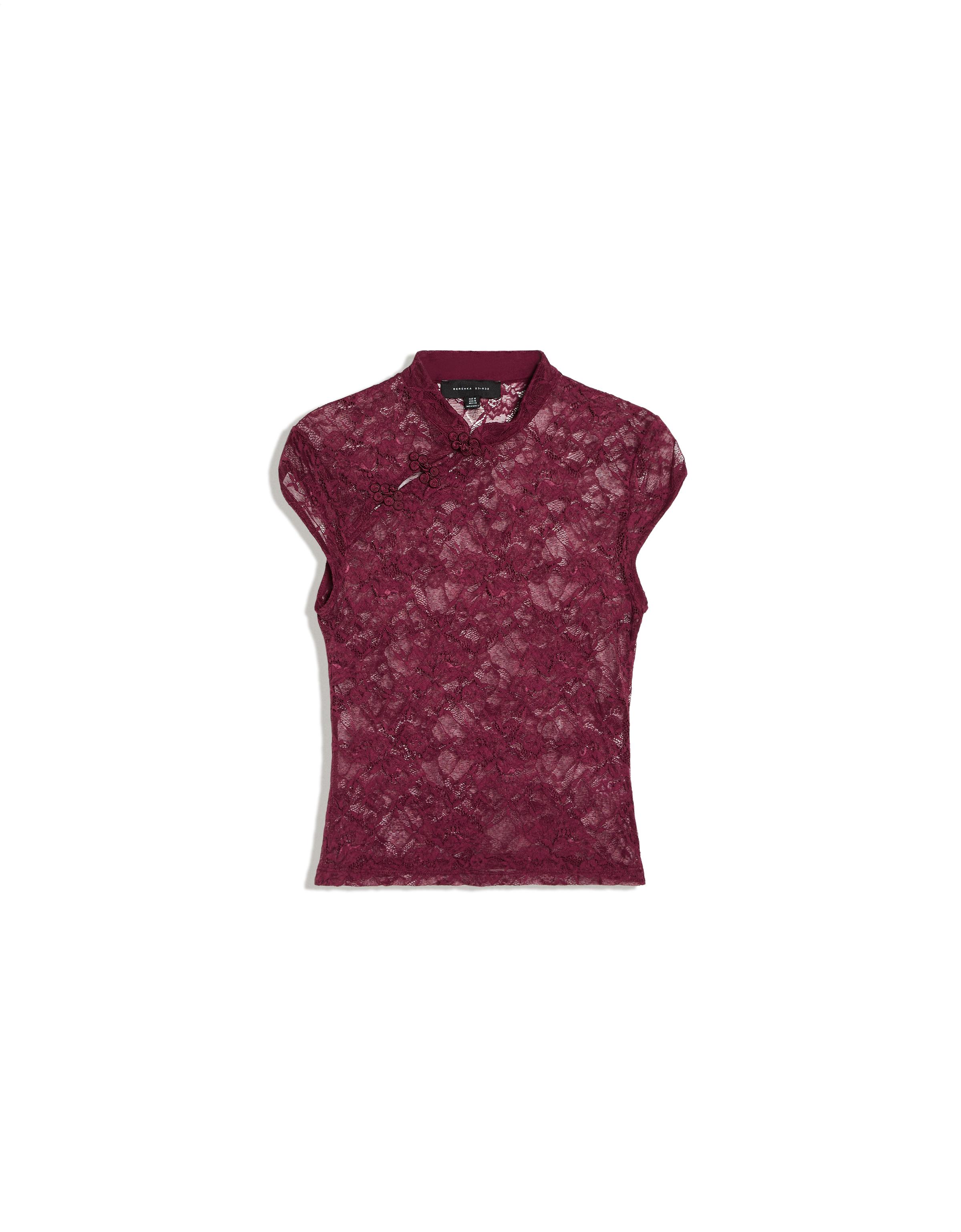 Lace top with clasp — Burgundy