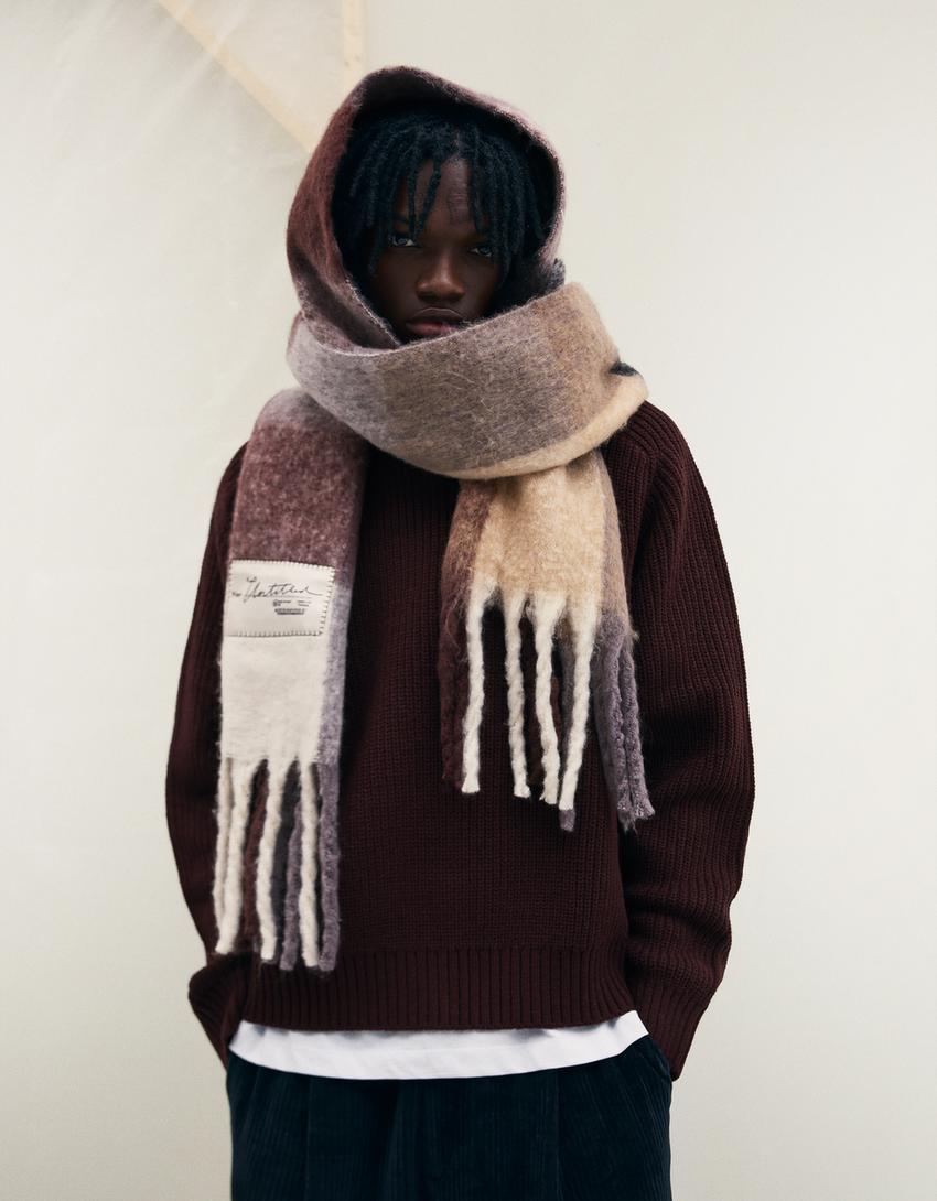 Isoruutuinen huivi-Ruskea