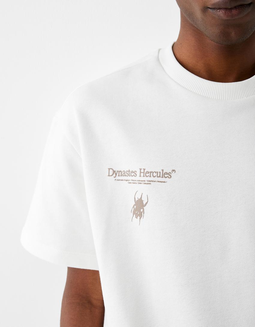 T-shirt manches courtes molleton imprimé-Blanc-6