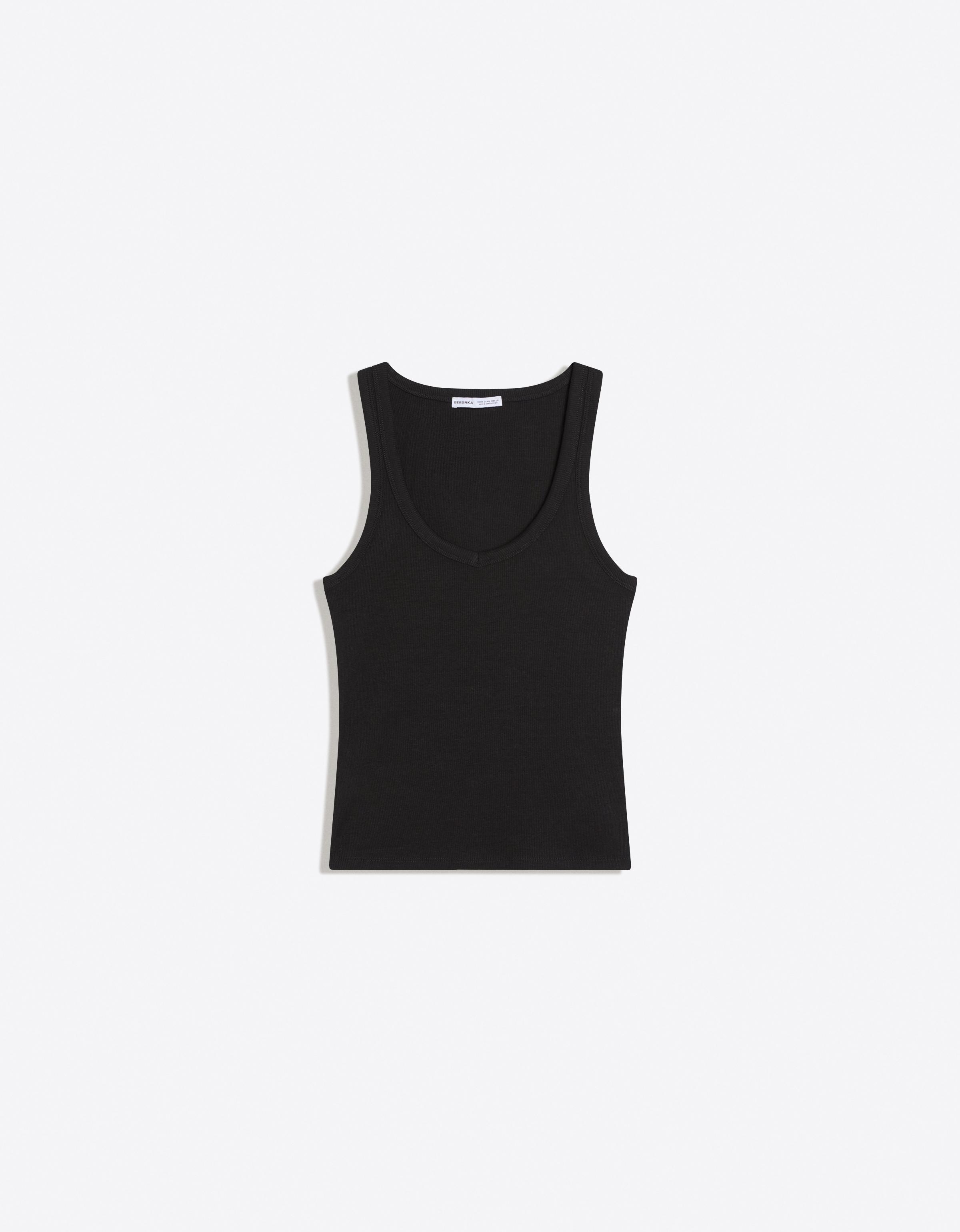 V-neck strappy vest top — Black