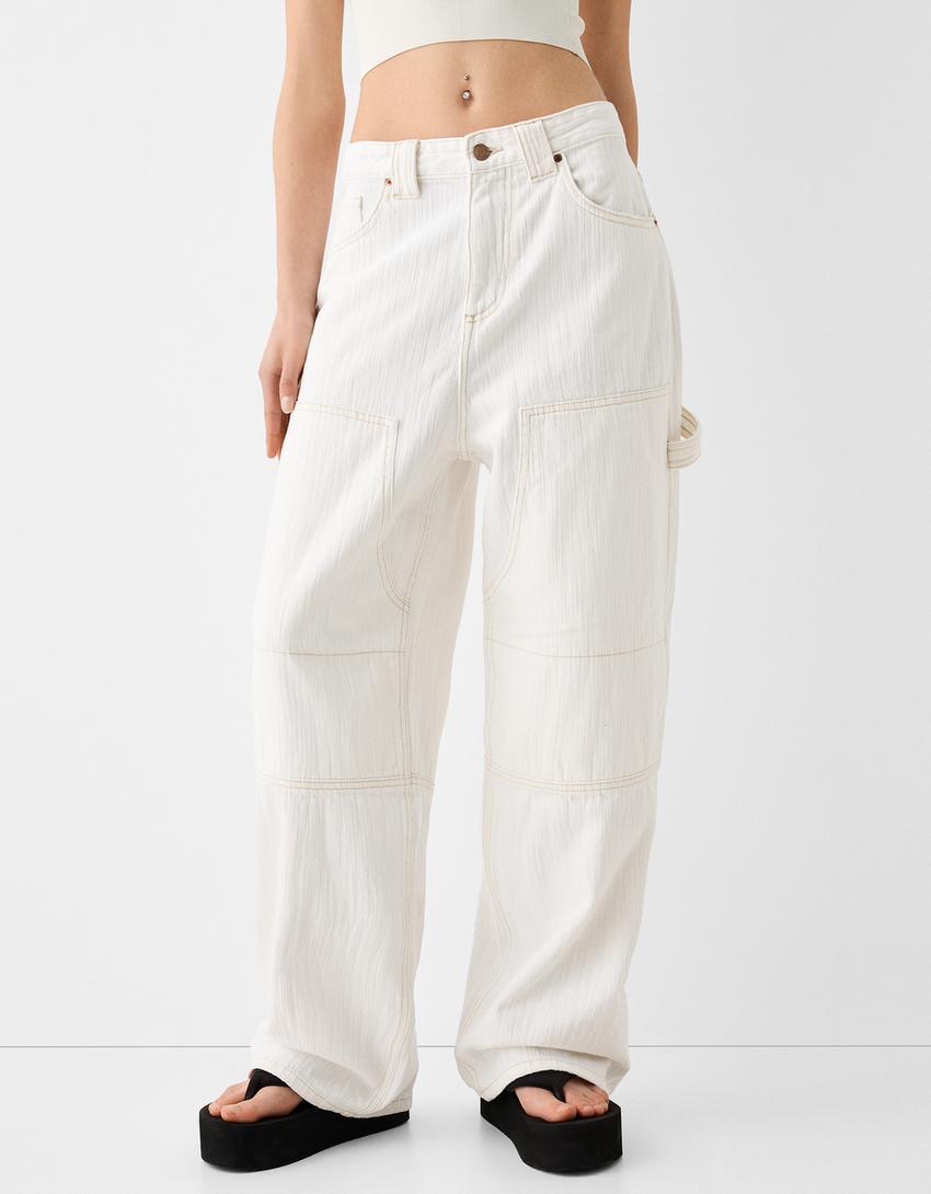 Super baggy carpenter jeans-Cream