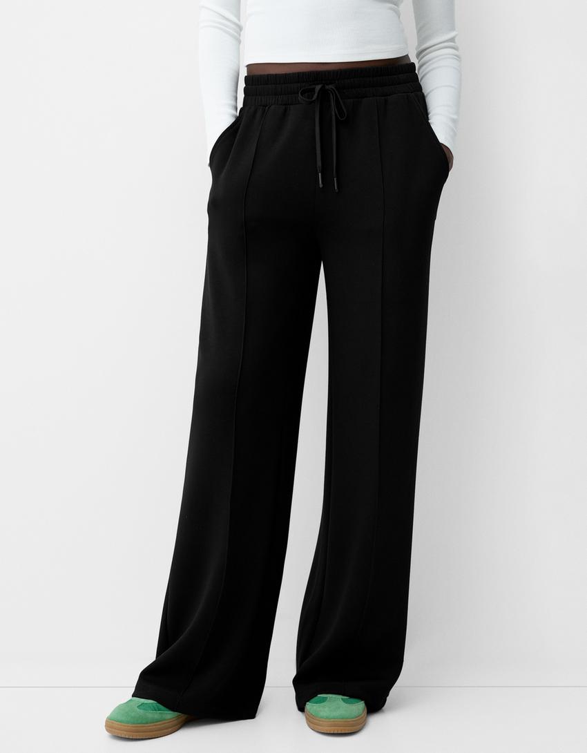 Pantalón wide leg soft touch-Negro