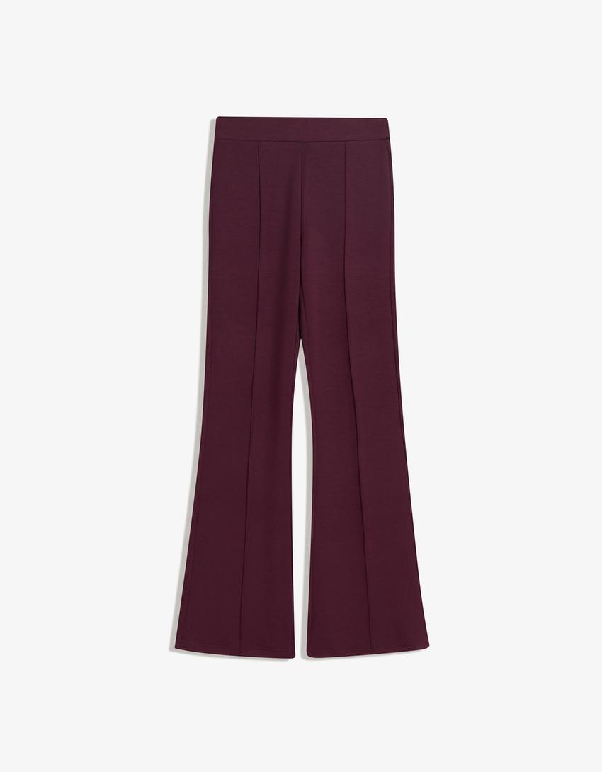 Pantalon flare doux en modal-Grenat