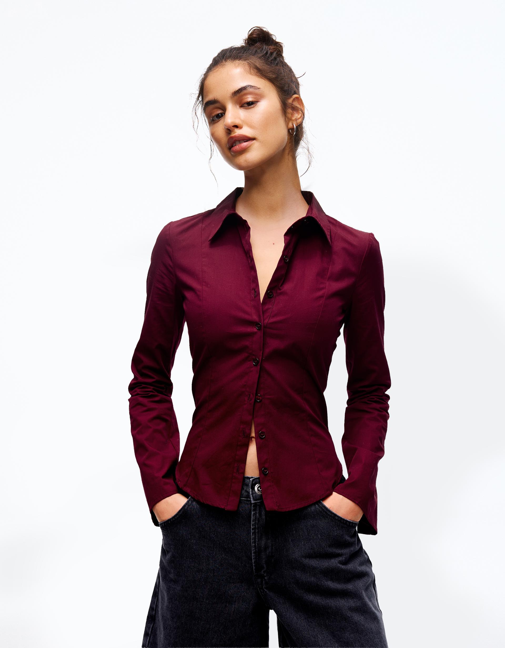 Fitted shirt with flared sleeves - Shirts and blouses - Women | Bershka Fitted shirt with flared sleeves - Shirts and blouses - Women | Bershka