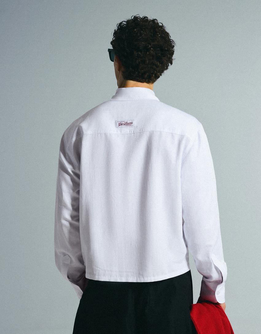 Langarmhemd mit Print-Weiss