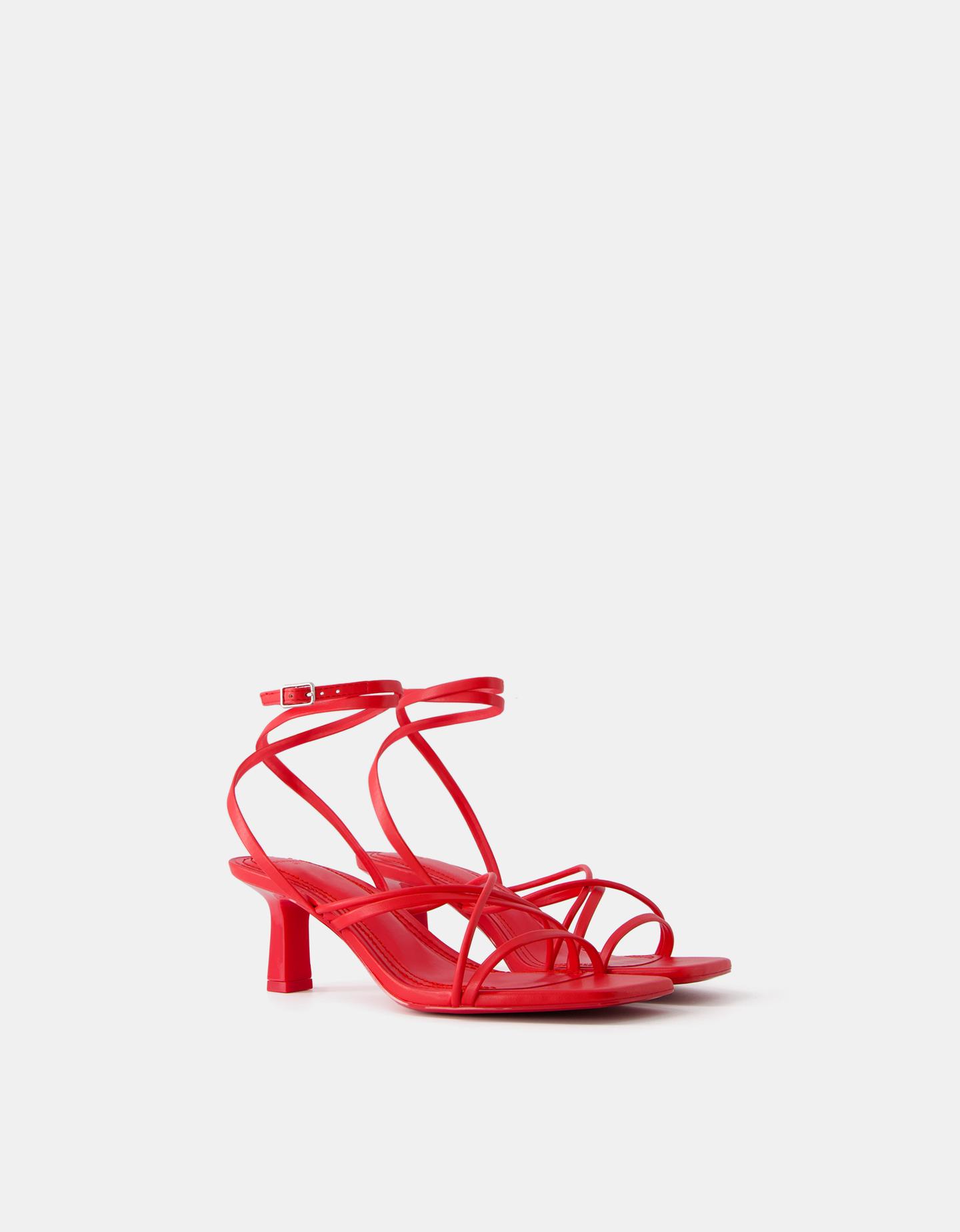 Bershka Sandali Kitten Heel Multifascette Donna 39 Rosso