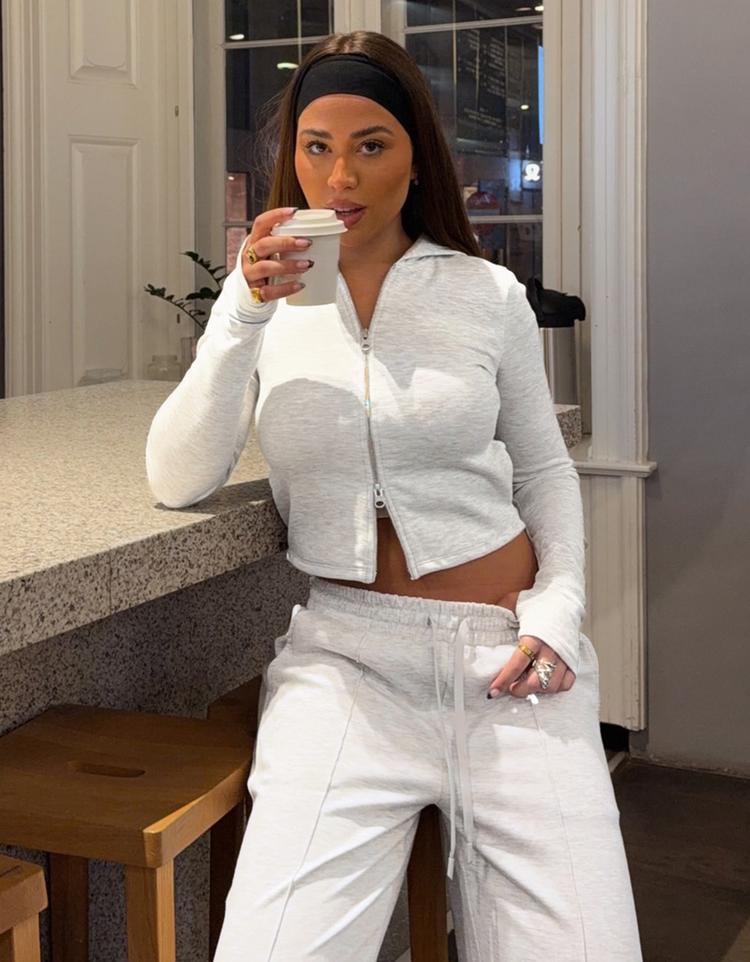 Kapüşonlu modal fermuarlı sweatshirt