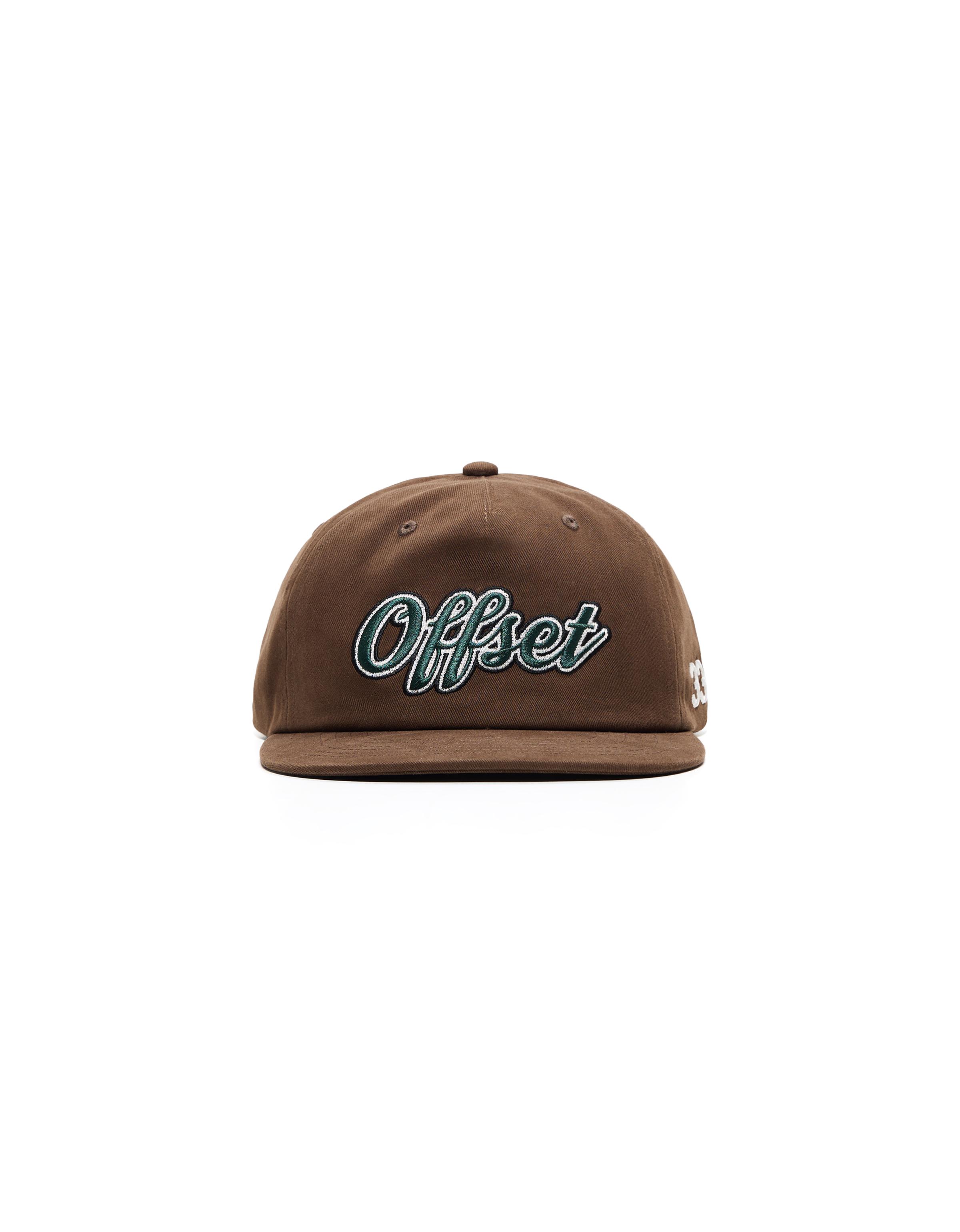 Embroidered flat peak cap — Brown