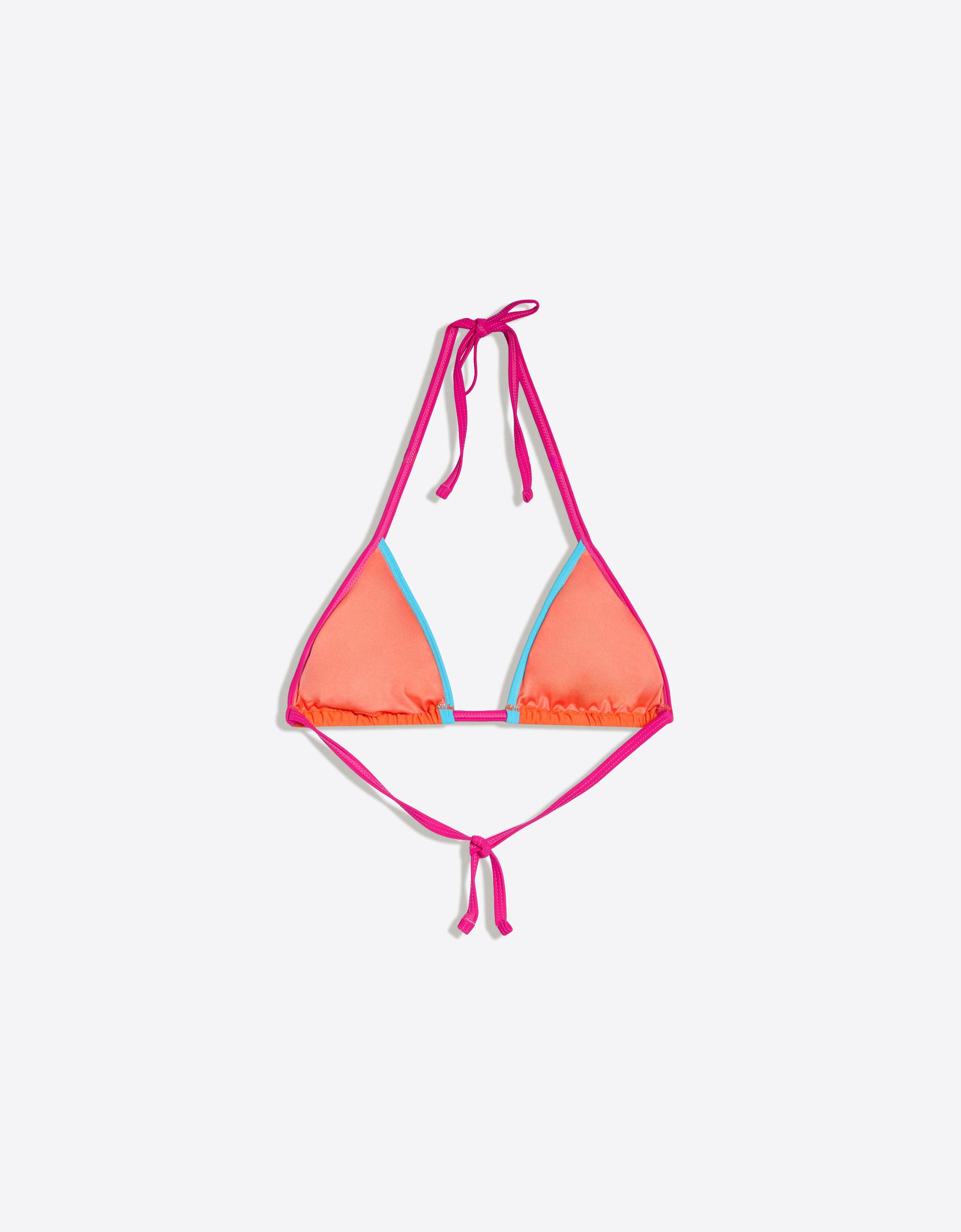 Contrast triangle bikini top — Orange